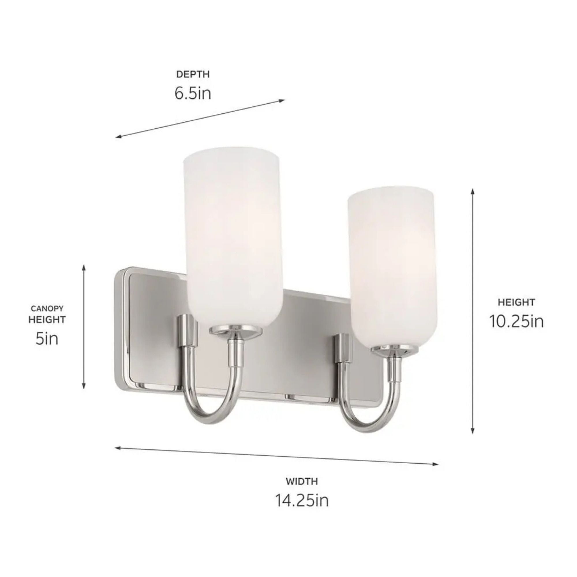 Kichler Solia 14.25 in. 2-Light Vanity, Polished Nickel with Opal Glass