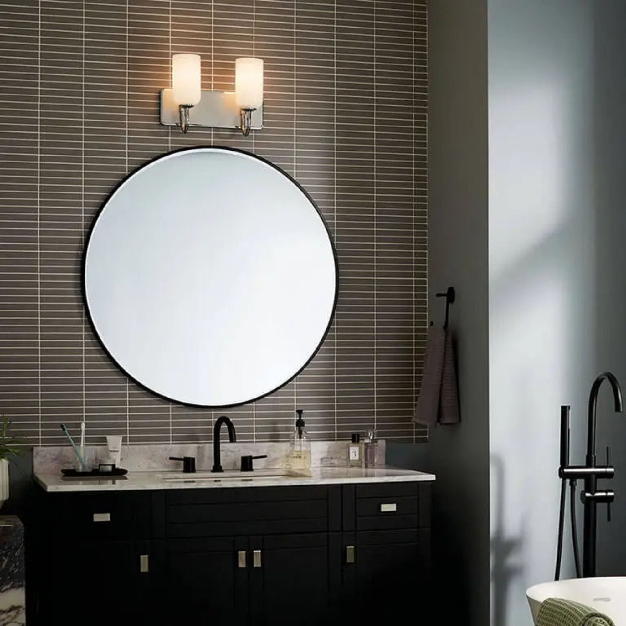 Kichler Solia 14.25 in. 2-Light Vanity, Polished Nickel with Opal Glass