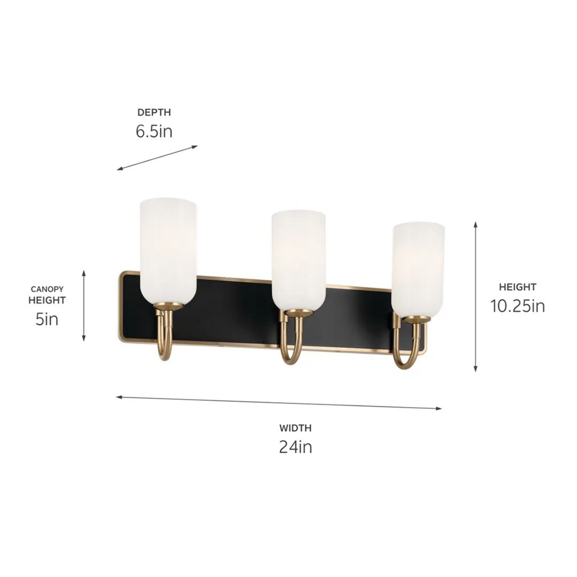 Kichler Solia 24 in. 3-Light Vanity, Champagne Bronze with Opal Glass