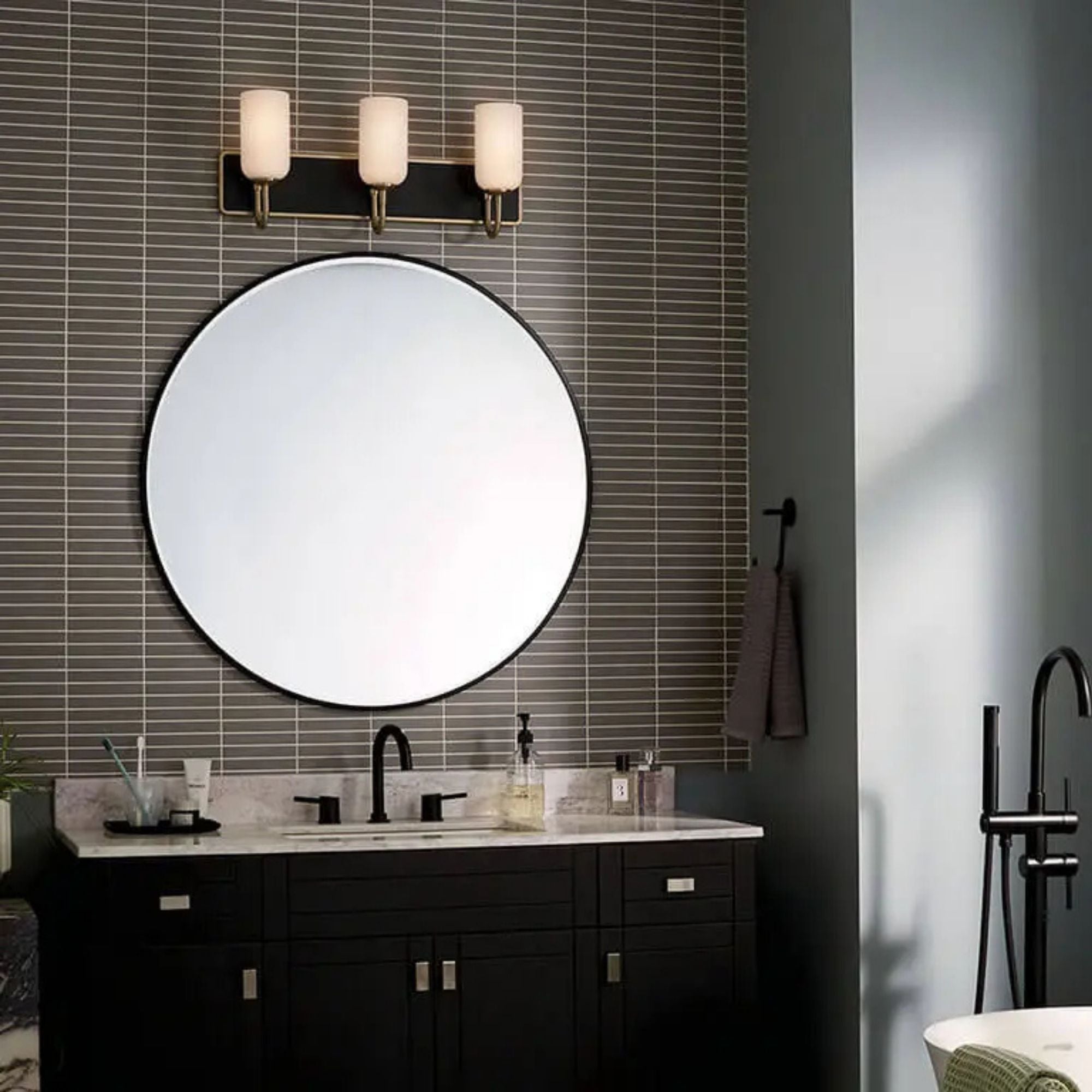 Kichler Solia 24 in. 3-Light Vanity, Champagne Bronze with Opal Glass