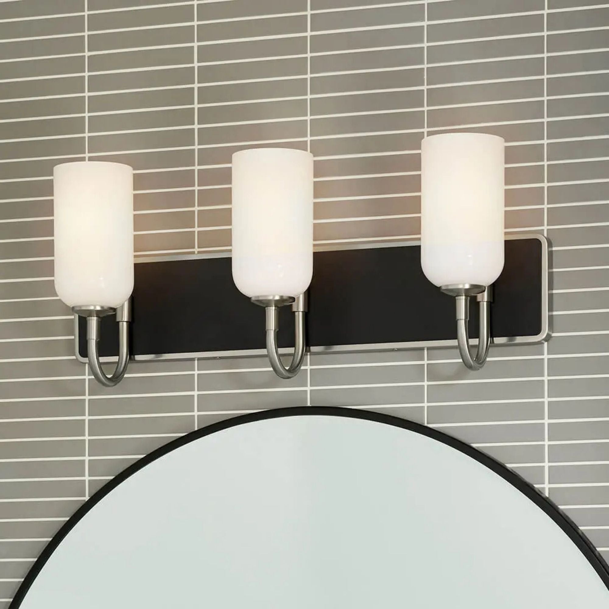 Kichler Solia 24 in. 3-Light Vanity, Brushed Nickel with Opal Glass