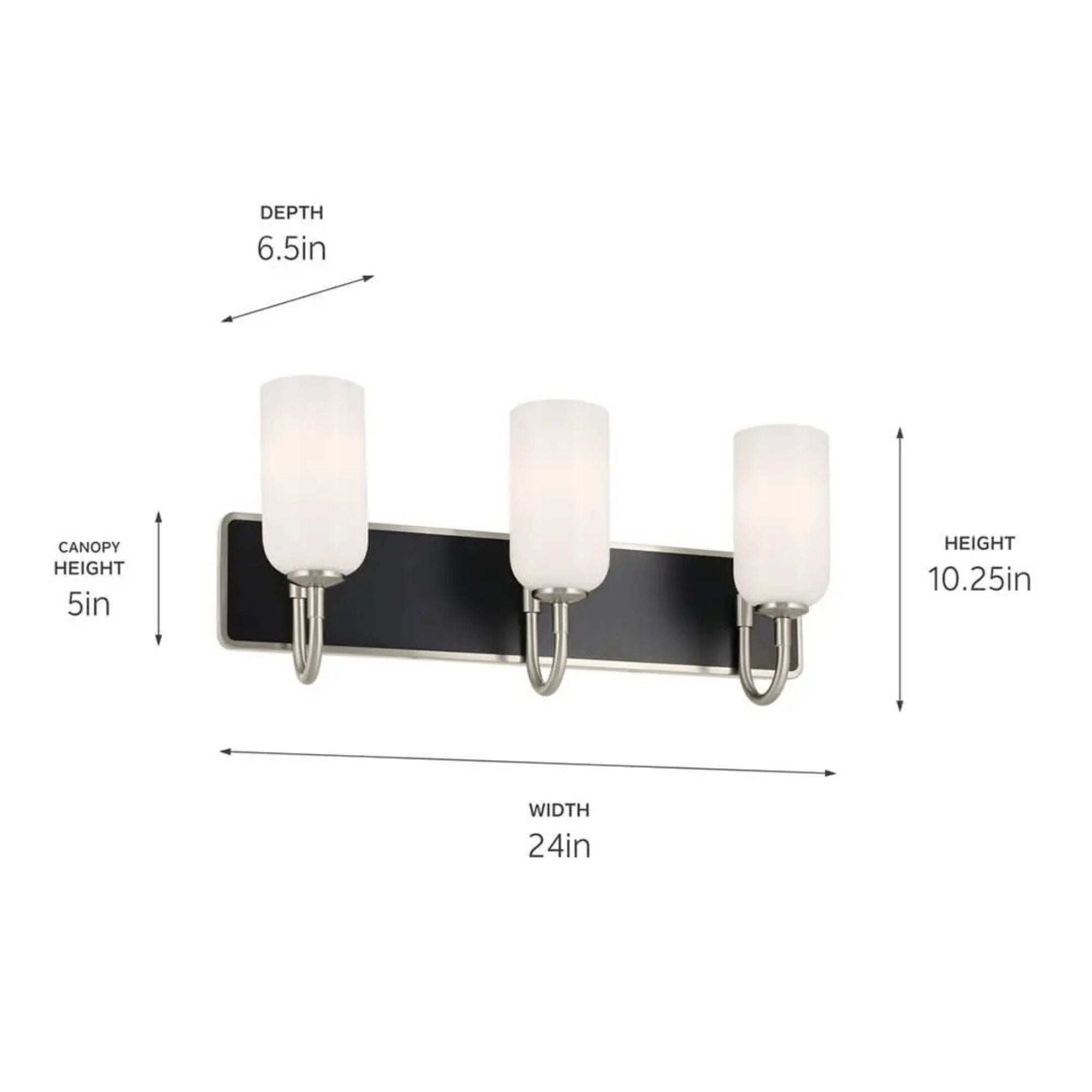 Kichler Solia 24 in. 3-Light Vanity, Brushed Nickel with Opal Glass