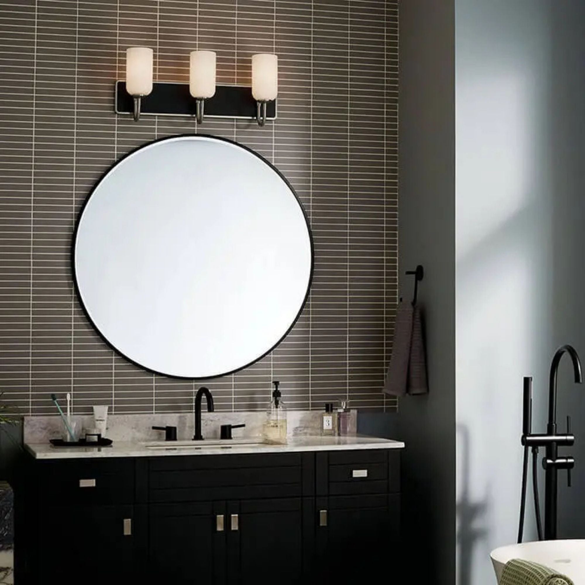 Kichler Solia 24 in. 3-Light Vanity, Brushed Nickel with Opal Glass