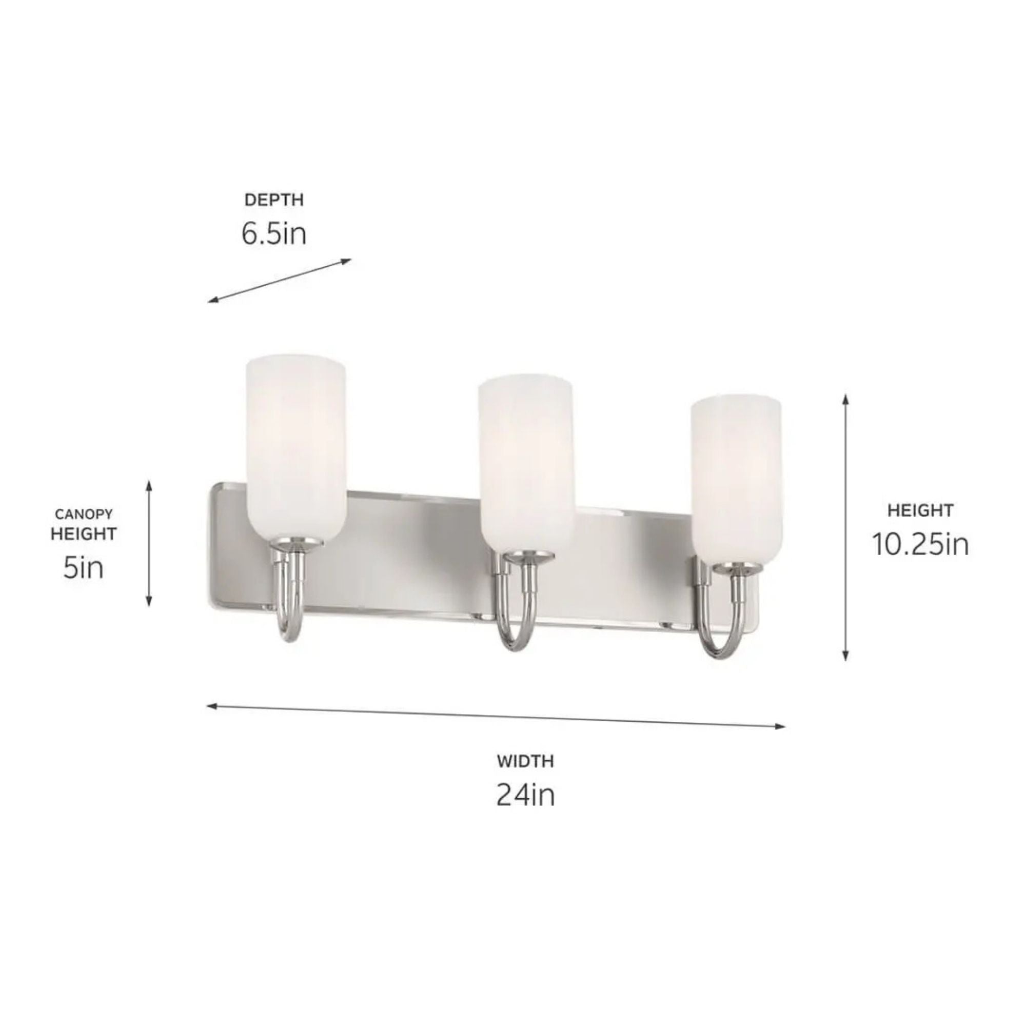 Kichler Solia 24 in. 3-Light Vanity, Polished Nickel with Opal Glass