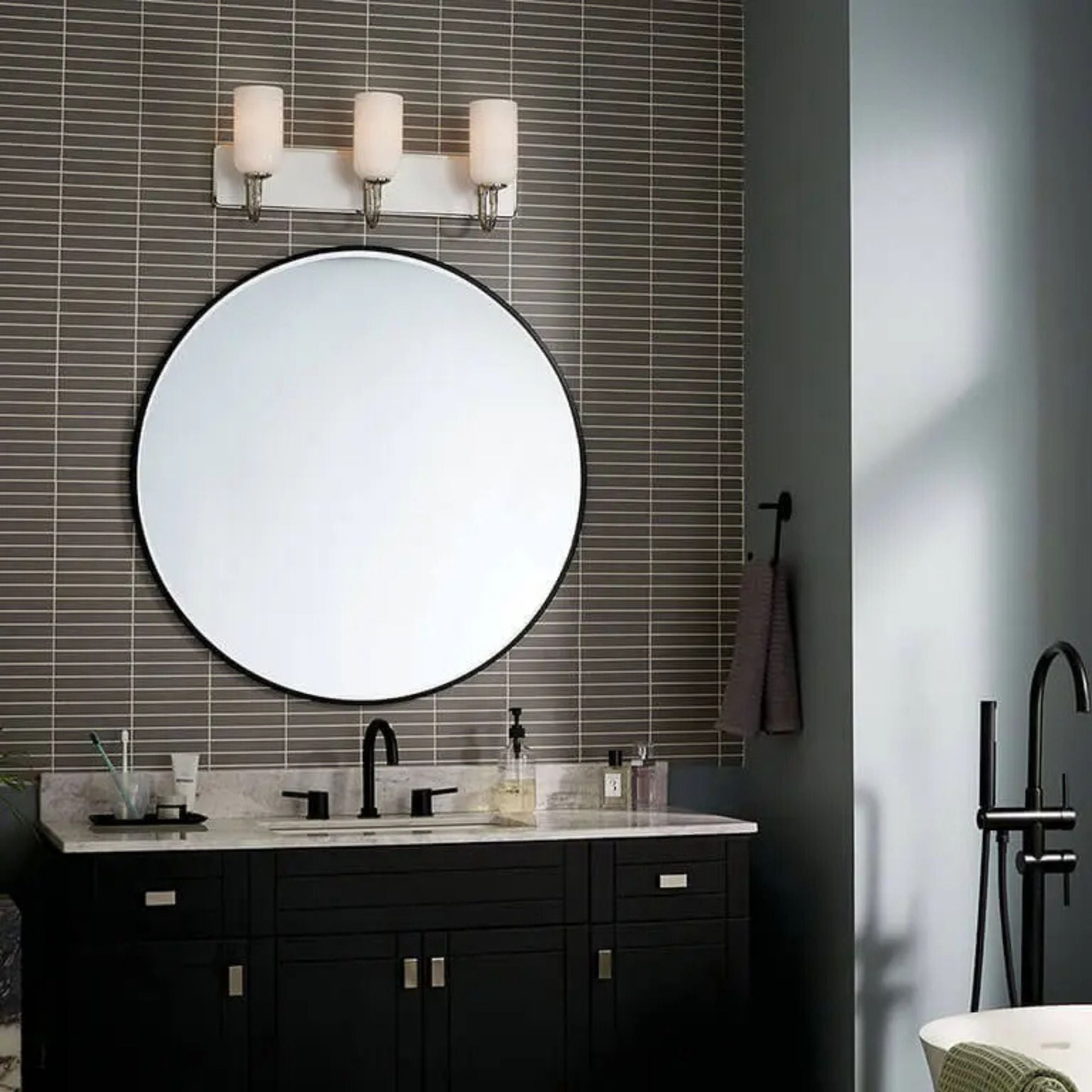 Kichler Solia 24 in. 3-Light Vanity, Polished Nickel with Opal Glass