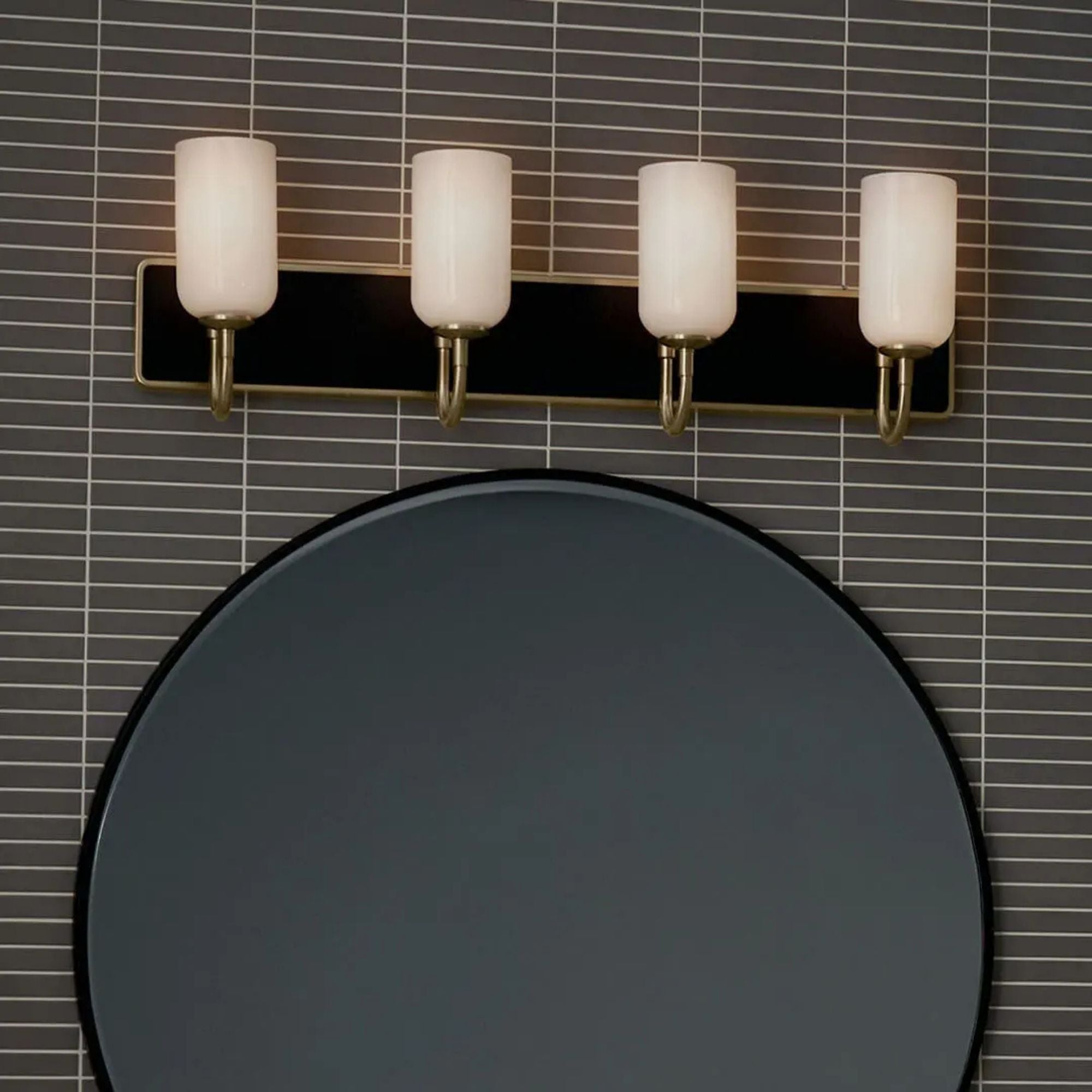 Kichler Solia 32 in. 4-Light Vanity, Champagne Bronze & Black with Opal Glass