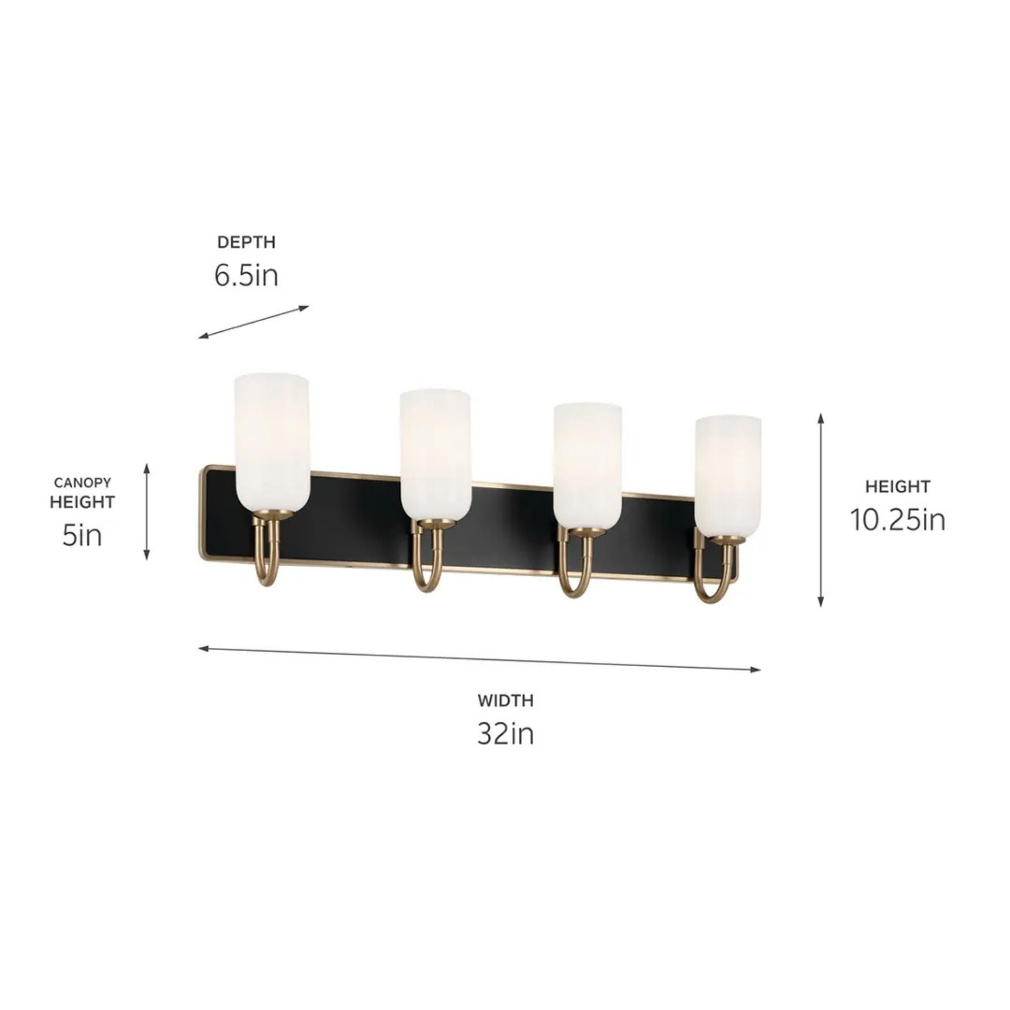 Kichler Solia 32 in. 4-Light Vanity, Champagne Bronze & Black with Opal Glass
