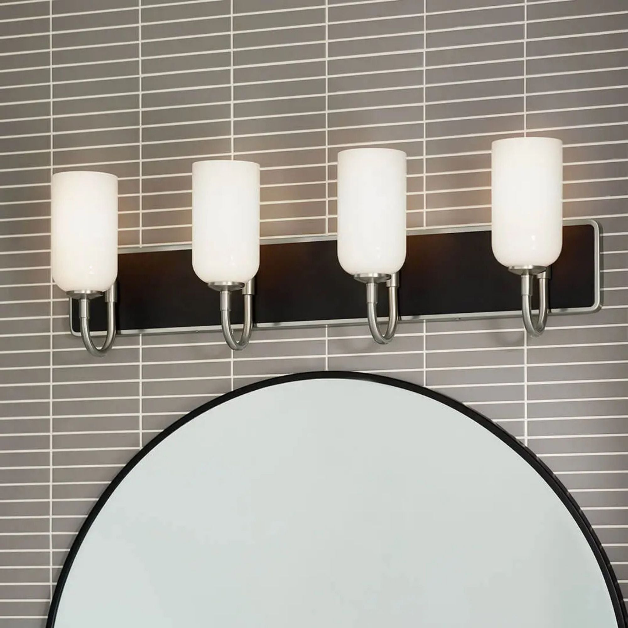 Kichler Solia 32 in. 4-Light Vanity, Brushed Nickel with Opal Glass
