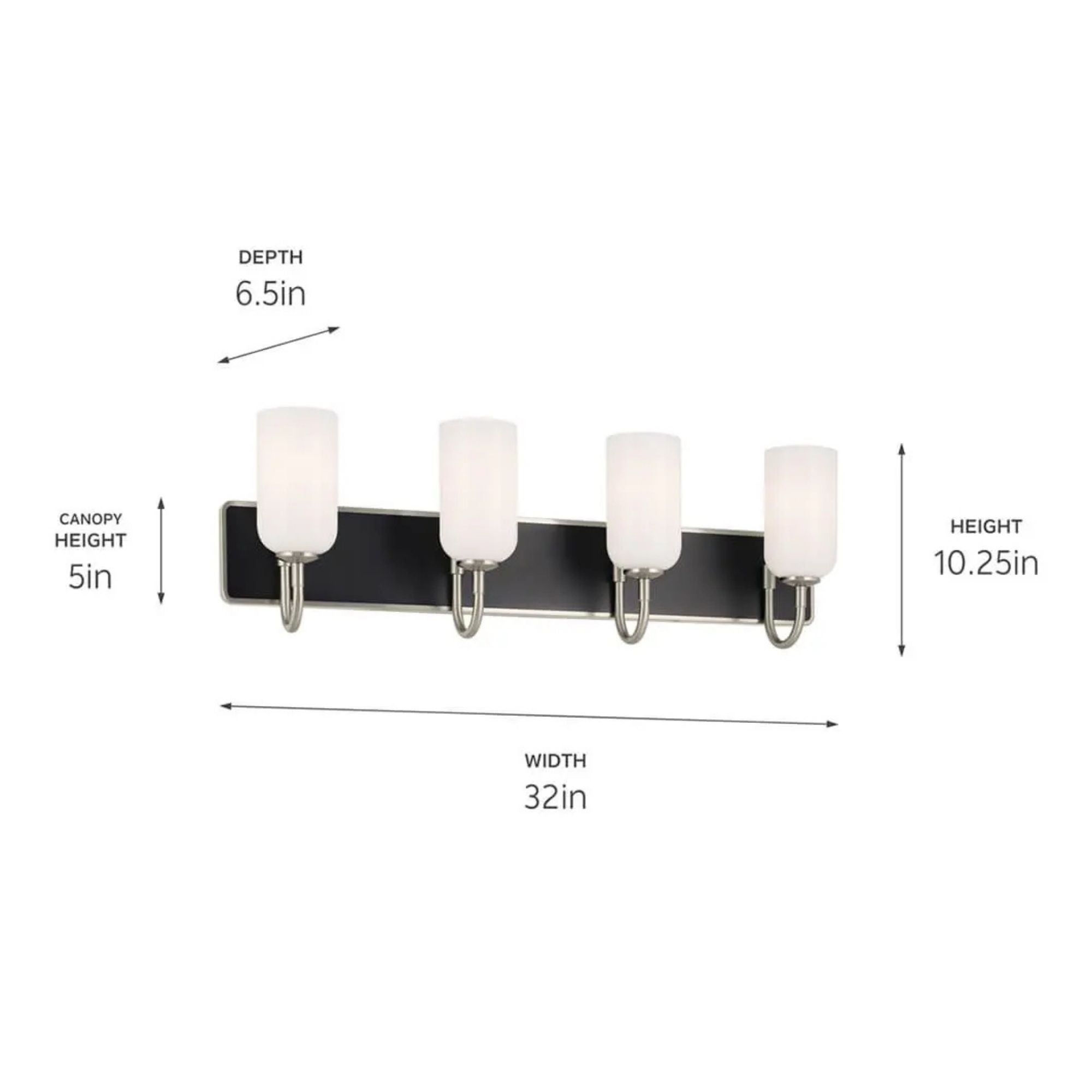 Kichler Solia 32 in. 4-Light Vanity, Brushed Nickel with Opal Glass