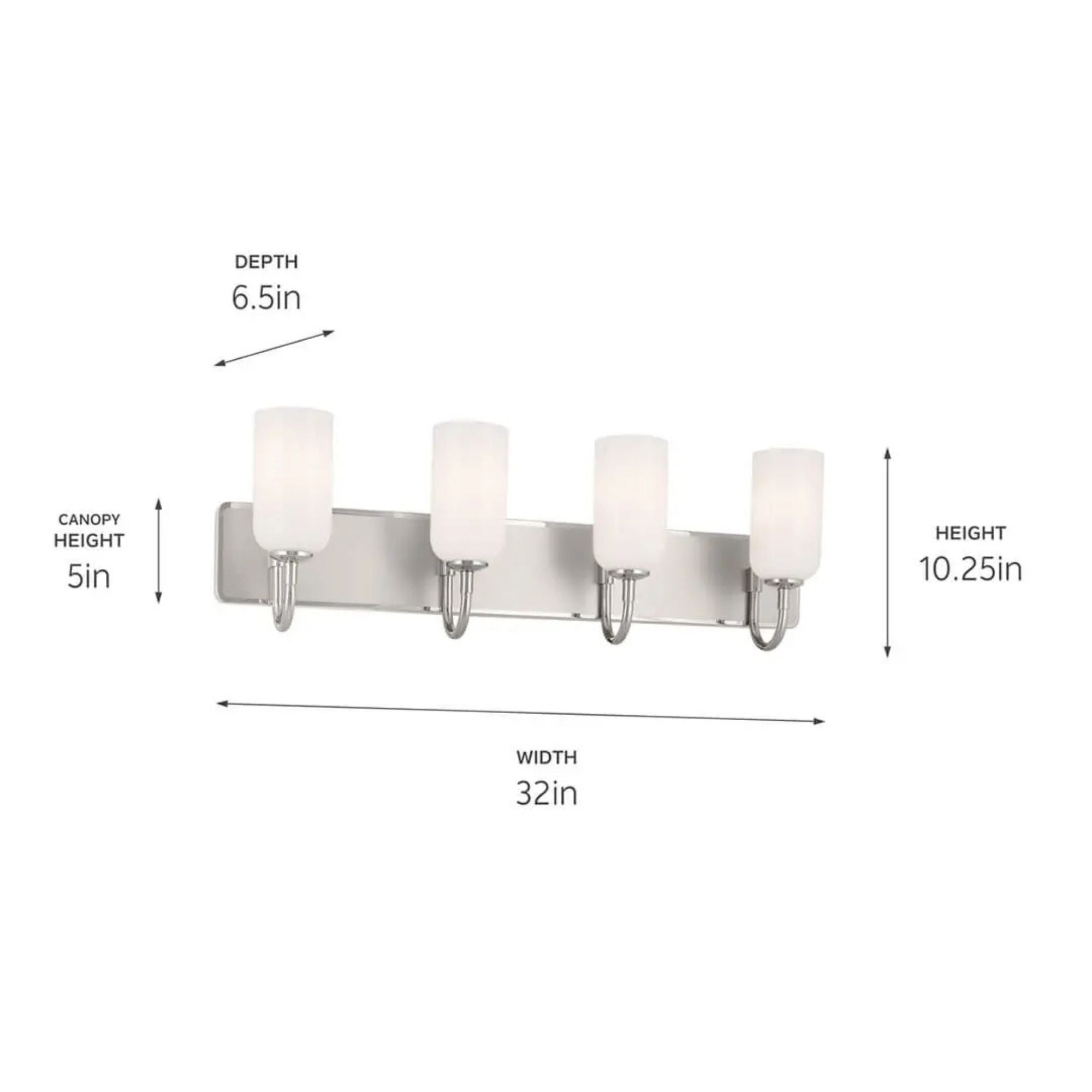 Kichler Solia 32 in. 4-Light Vanity, Polished Nickel with Opal Glass