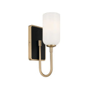 Kichler Solia 13.5 in. Wall Sconce, Champagne Bronze & Black with Opal Glass