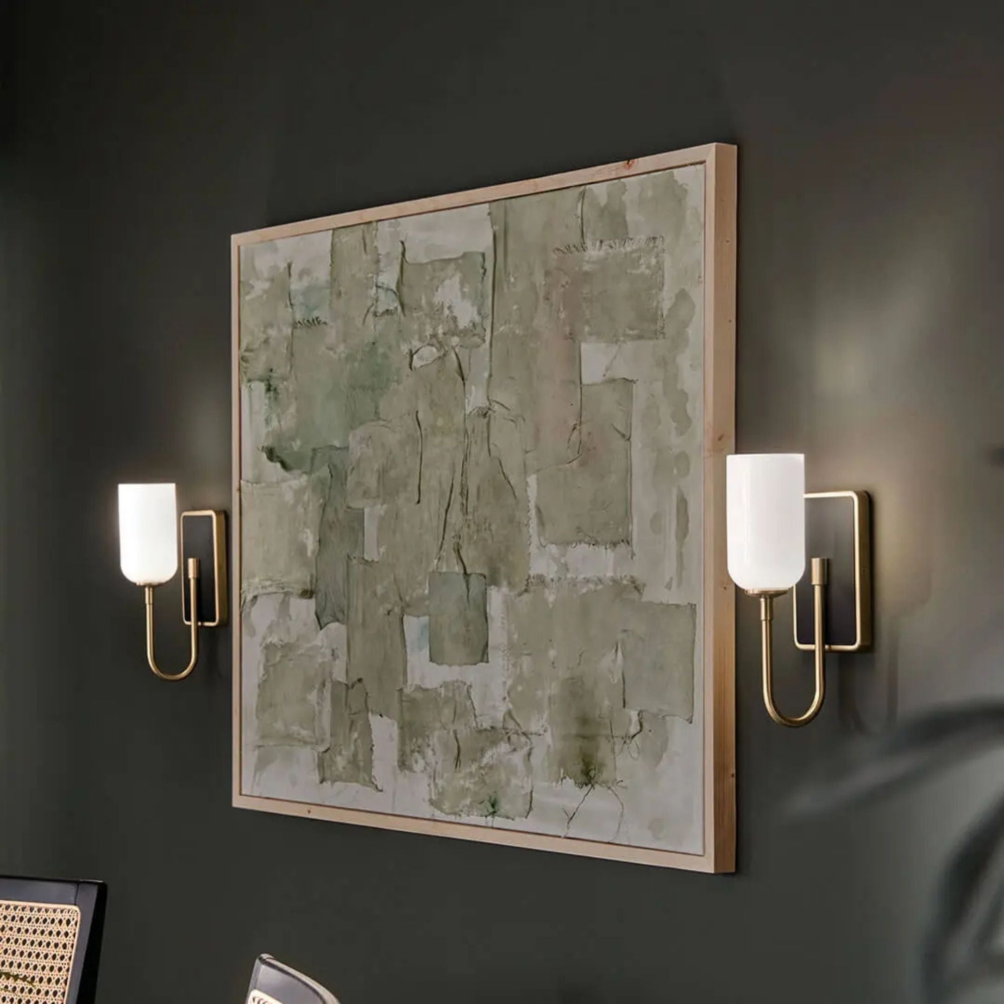 Kichler Solia 13.5 in. Wall Sconce, Champagne Bronze & Black with Opal Glass