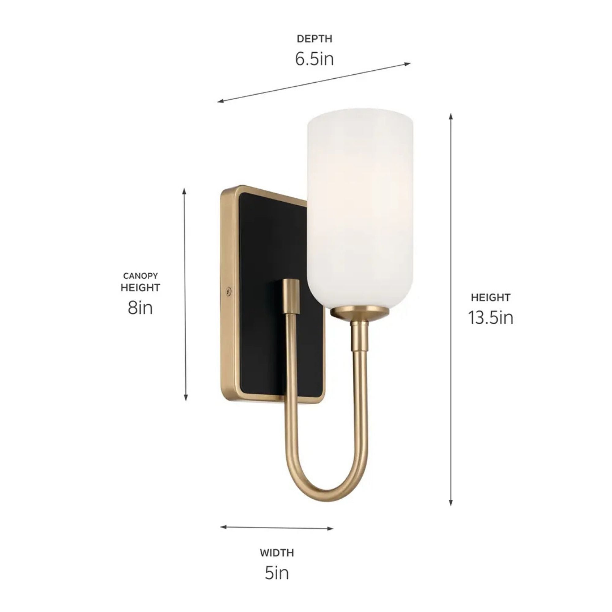 Kichler Solia 13.5 in. Wall Sconce, Champagne Bronze & Black with Opal Glass