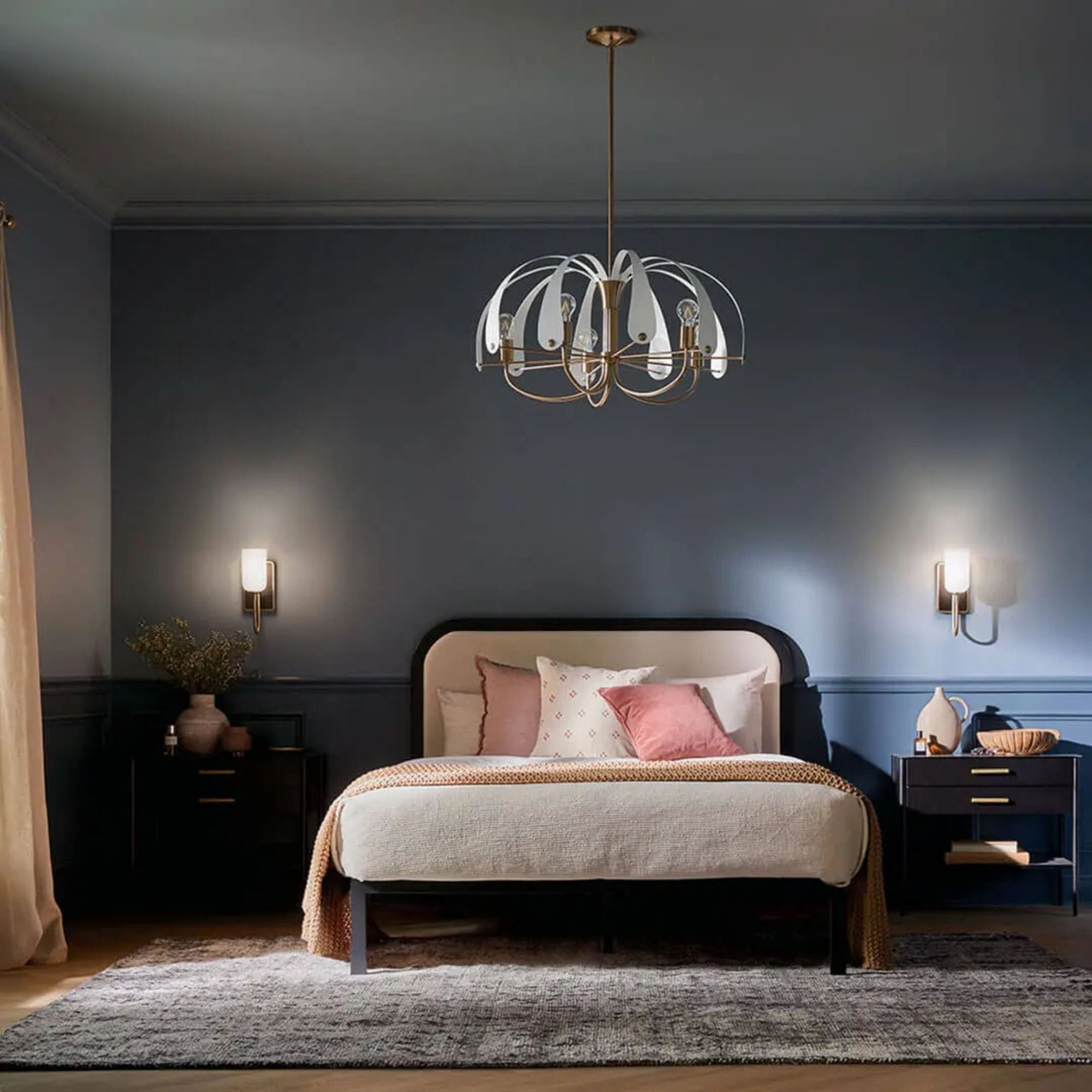 Kichler Solia 13.5 in. Wall Sconce, Champagne Bronze & Black with Opal Glass