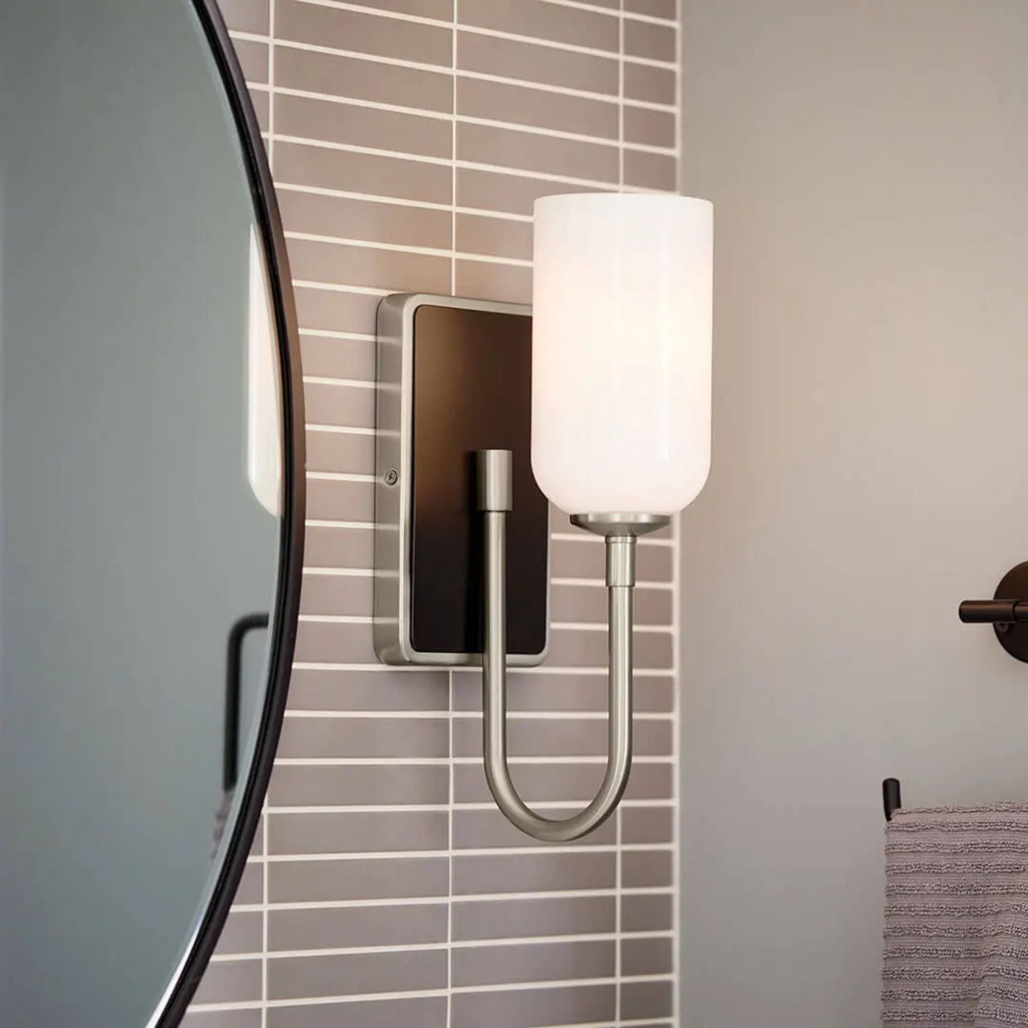 Kichler Solia 13.5 in. Wall Sconce, Brushed Nickel with Opal Glass