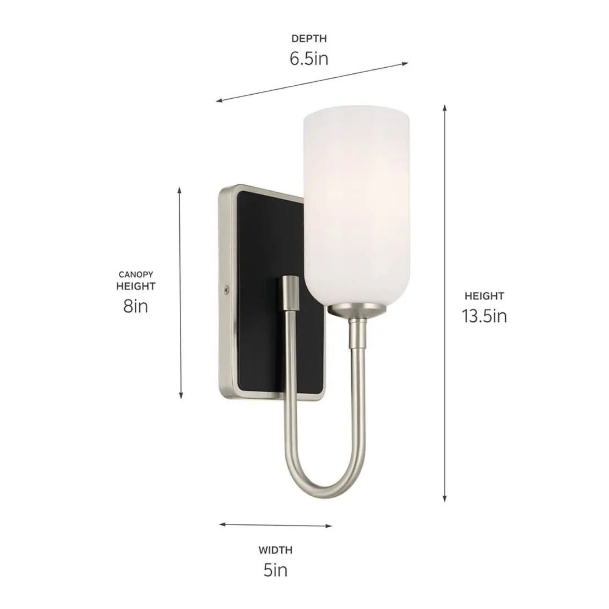 Kichler Solia 13.5 in. Wall Sconce, Brushed Nickel with Opal Glass