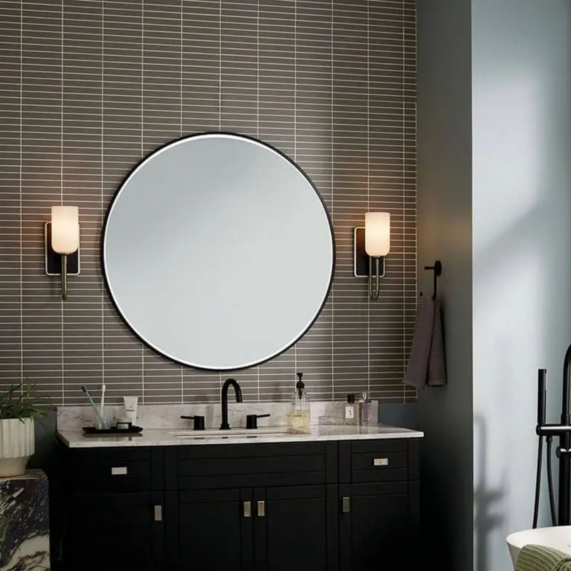 Kichler Solia 13.5 in. Wall Sconce, Brushed Nickel with Opal Glass
