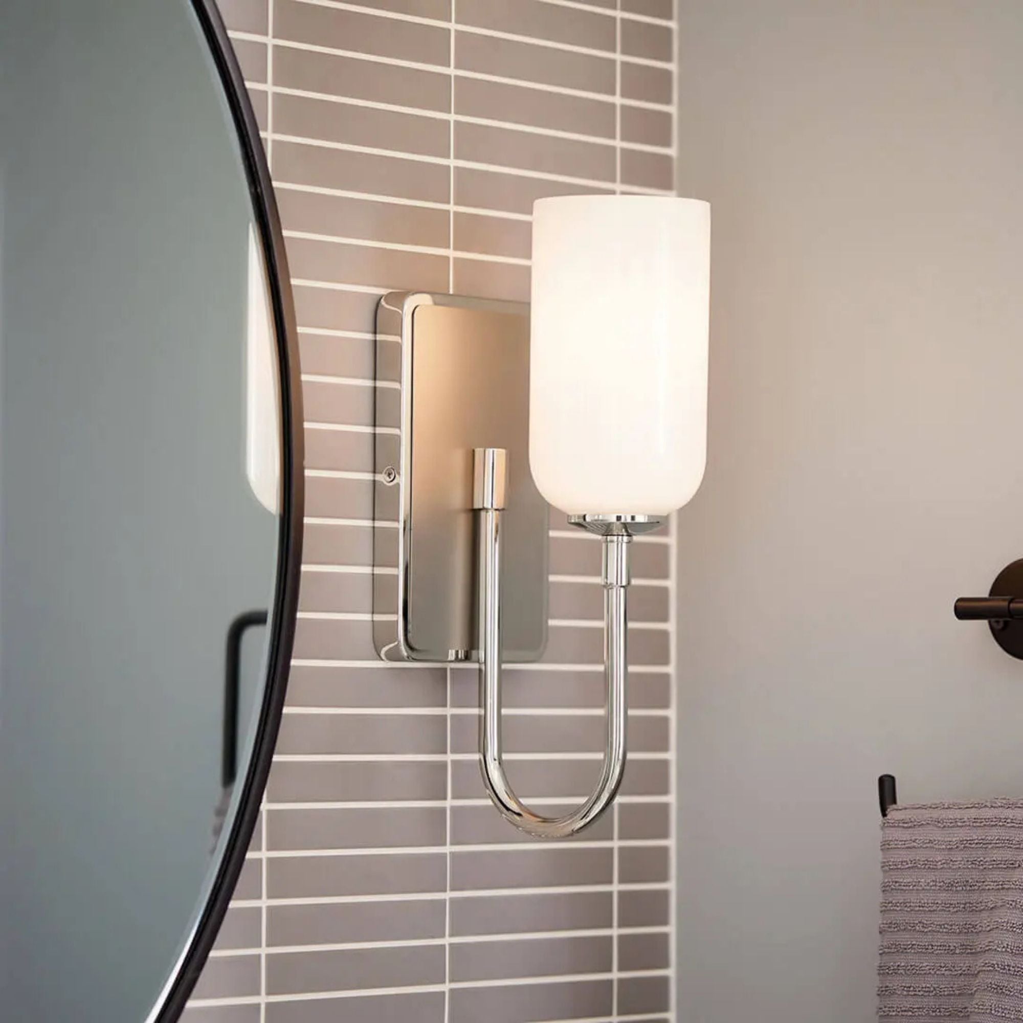 Kichler Solia 13.5 in. Wall Sconce, Polished Nickel with Opal Glass