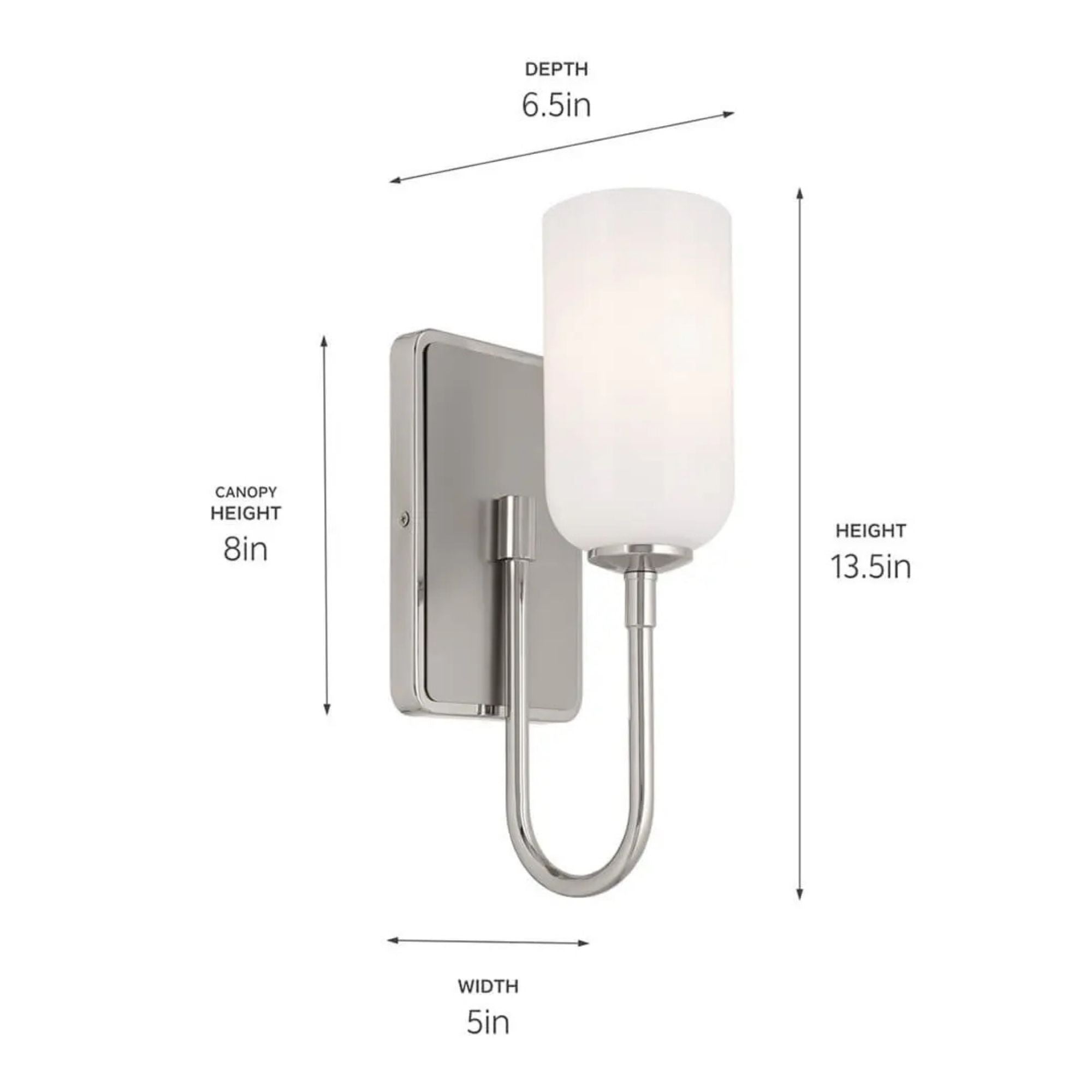 Kichler Solia 13.5 in. Wall Sconce, Polished Nickel with Opal Glass