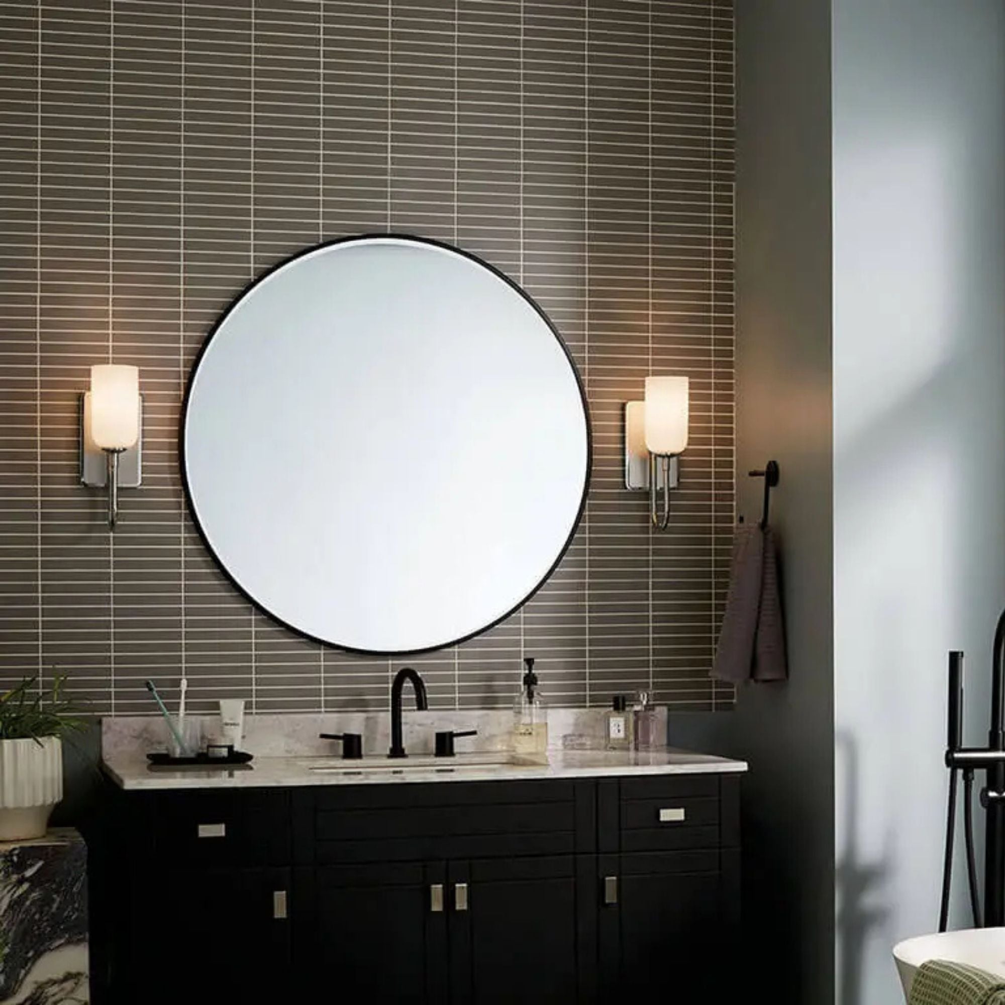 Kichler Solia 13.5 in. Wall Sconce, Polished Nickel with Opal Glass