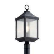 Kichler Springfield 23.25 in. Outdoor Post Light, Distressed Black with Clear Seeded Glass