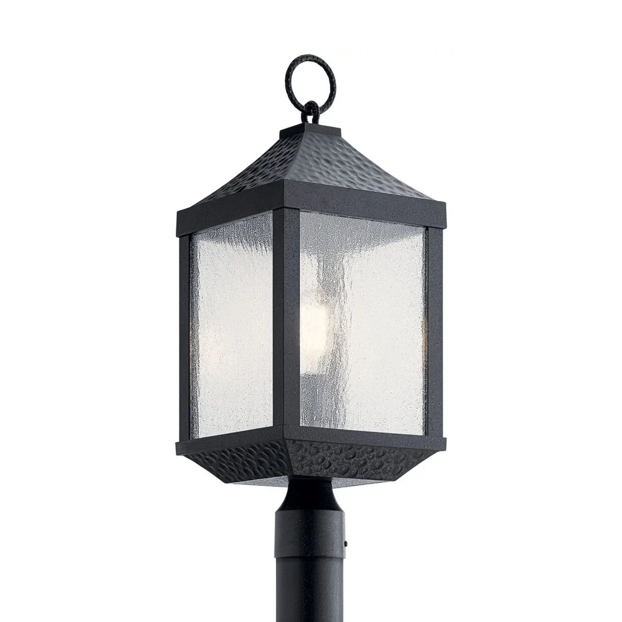 Kichler Springfield 23.25 in. Outdoor Post Light, Distressed Black with Clear Seeded Glass