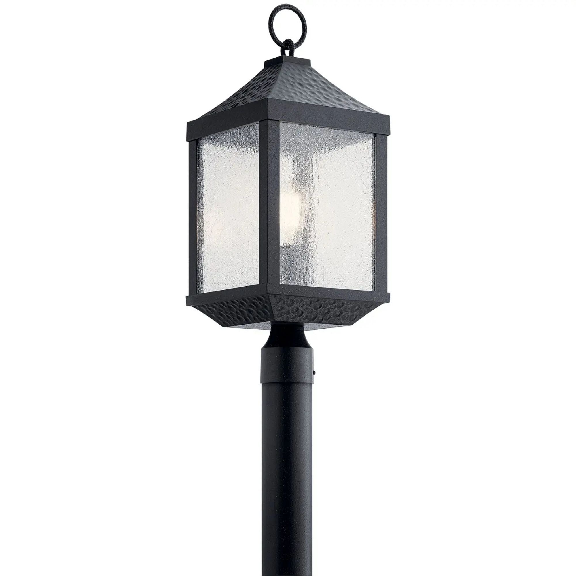 Kichler Springfield 23.25 in. Outdoor Post Light, Distressed Black with Clear Seeded Glass
