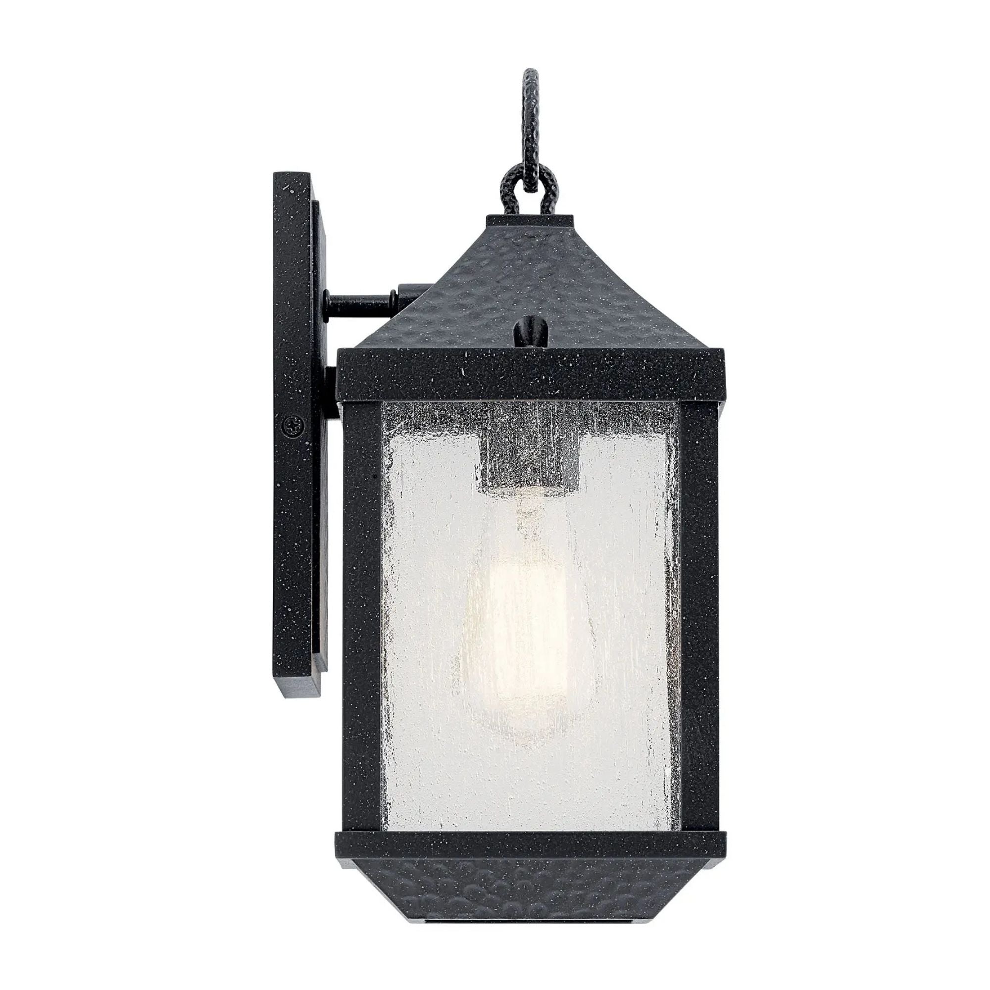 Kichler Springfield 13.5 in. Outdoor Sconce, Distressed Black with Clear Seeded Glass