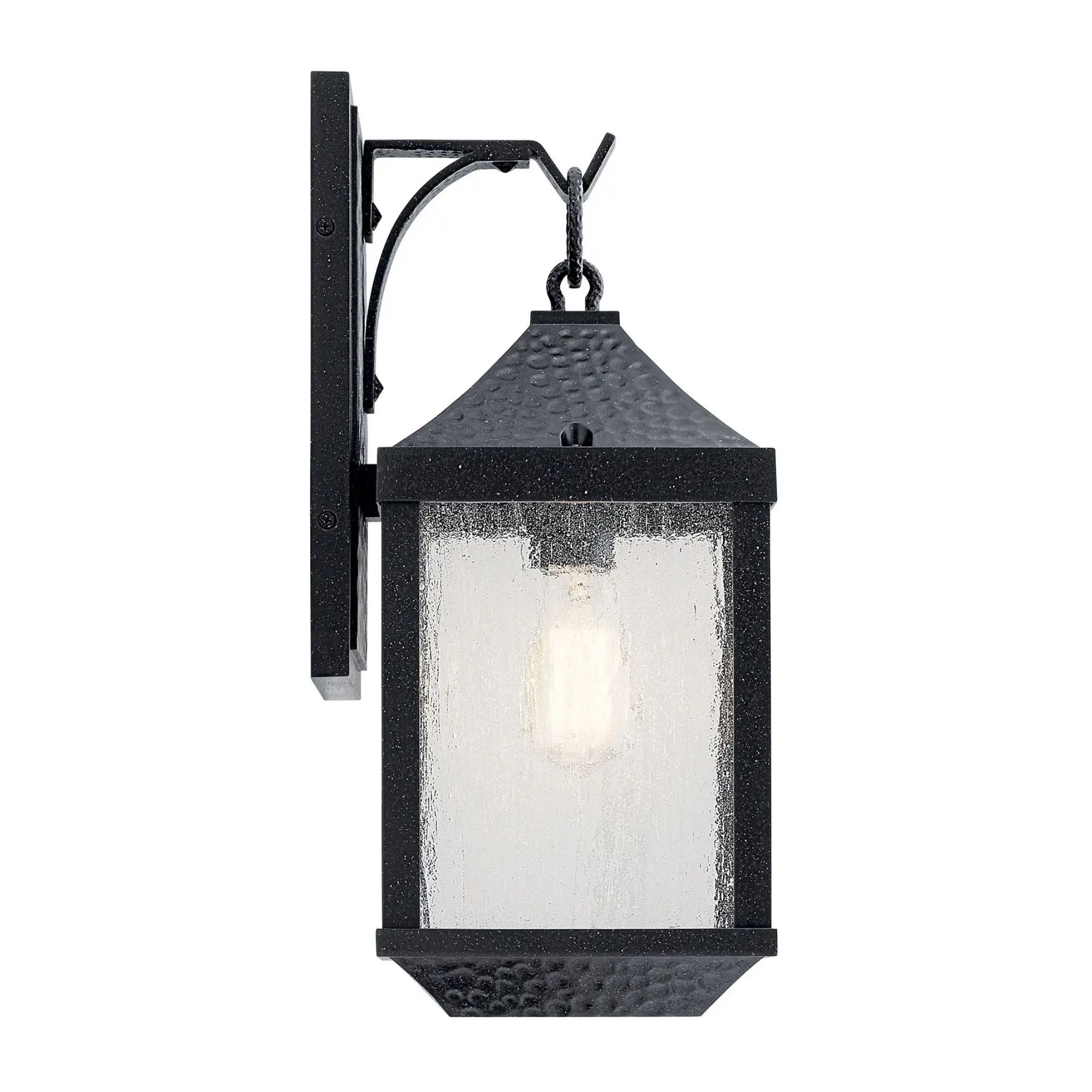 Kichler Springfield 17.75 in. Outdoor Wall Sconce, Distressed Black with Clear Seeded Glass