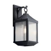 Kichler Springfield 21.25 in. Outdoor Sconce, Distressed Black with Clear Seeded Glass