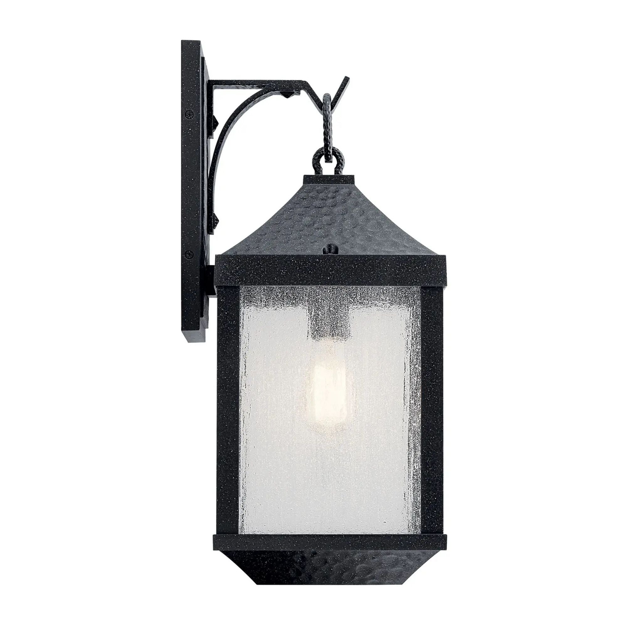Kichler Springfield 21.25 in. Outdoor Sconce, Distressed Black with Clear Seeded Glass