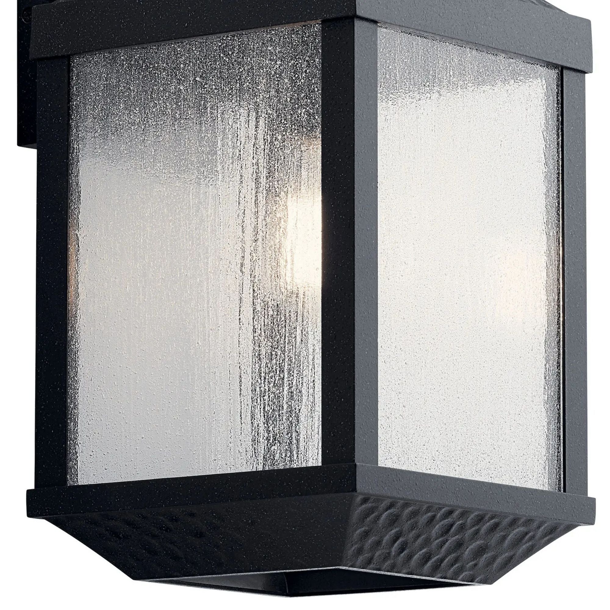 Kichler Springfield 21.25 in. Outdoor Sconce, Distressed Black with Clear Seeded Glass