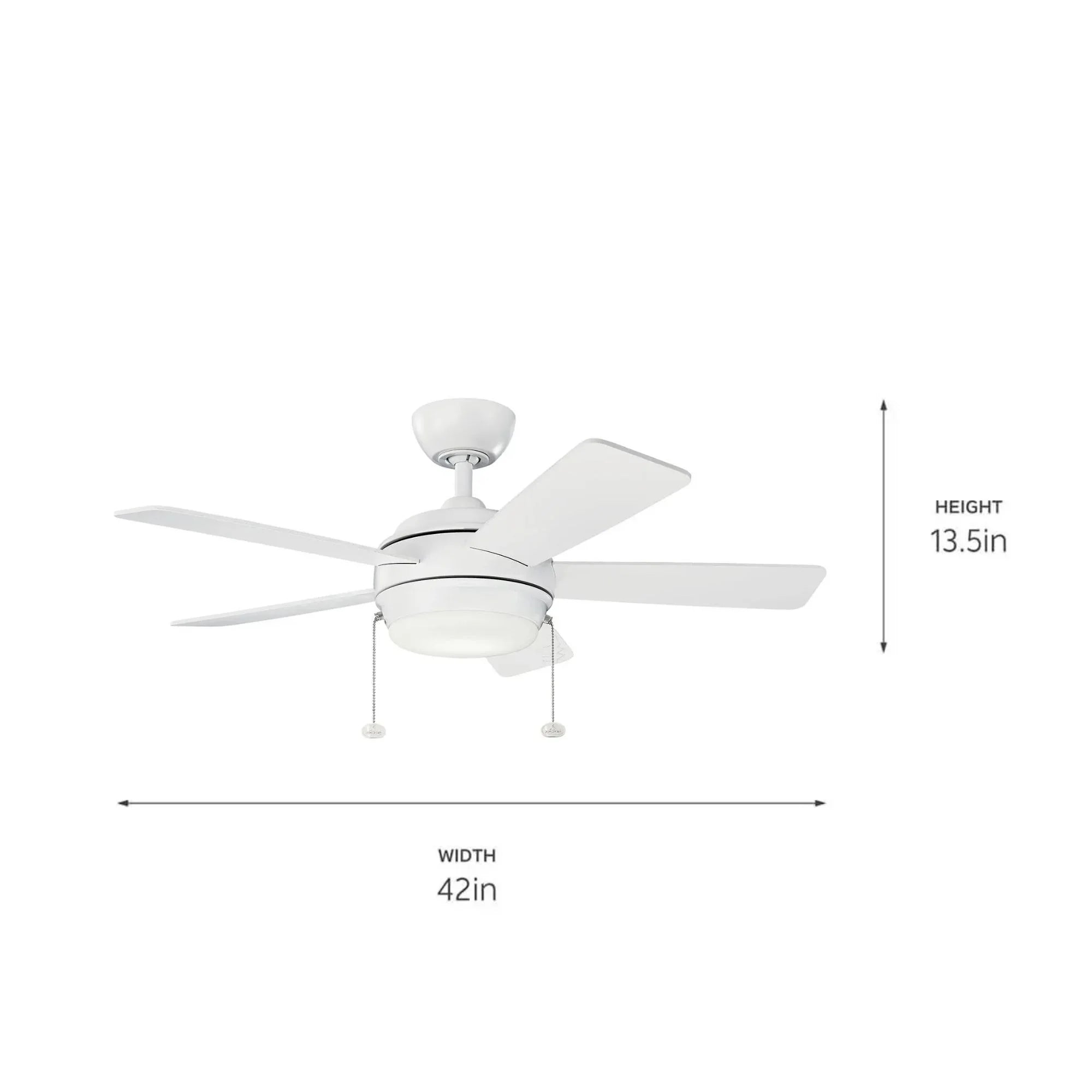 Starkk 42" Matte White LED Ceiling Fan with Pull Chain