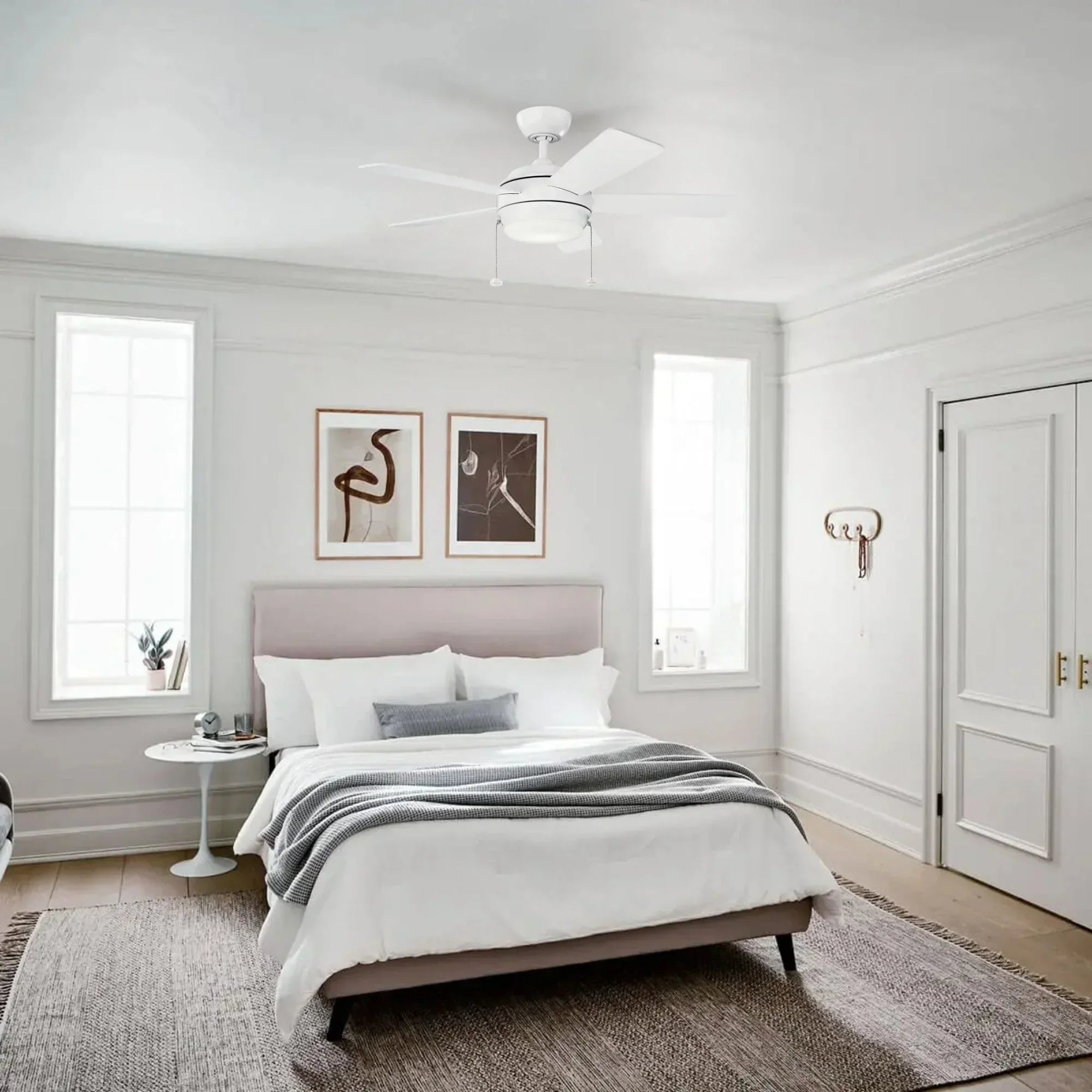 Starkk 42" Matte White LED Ceiling Fan with Pull Chain