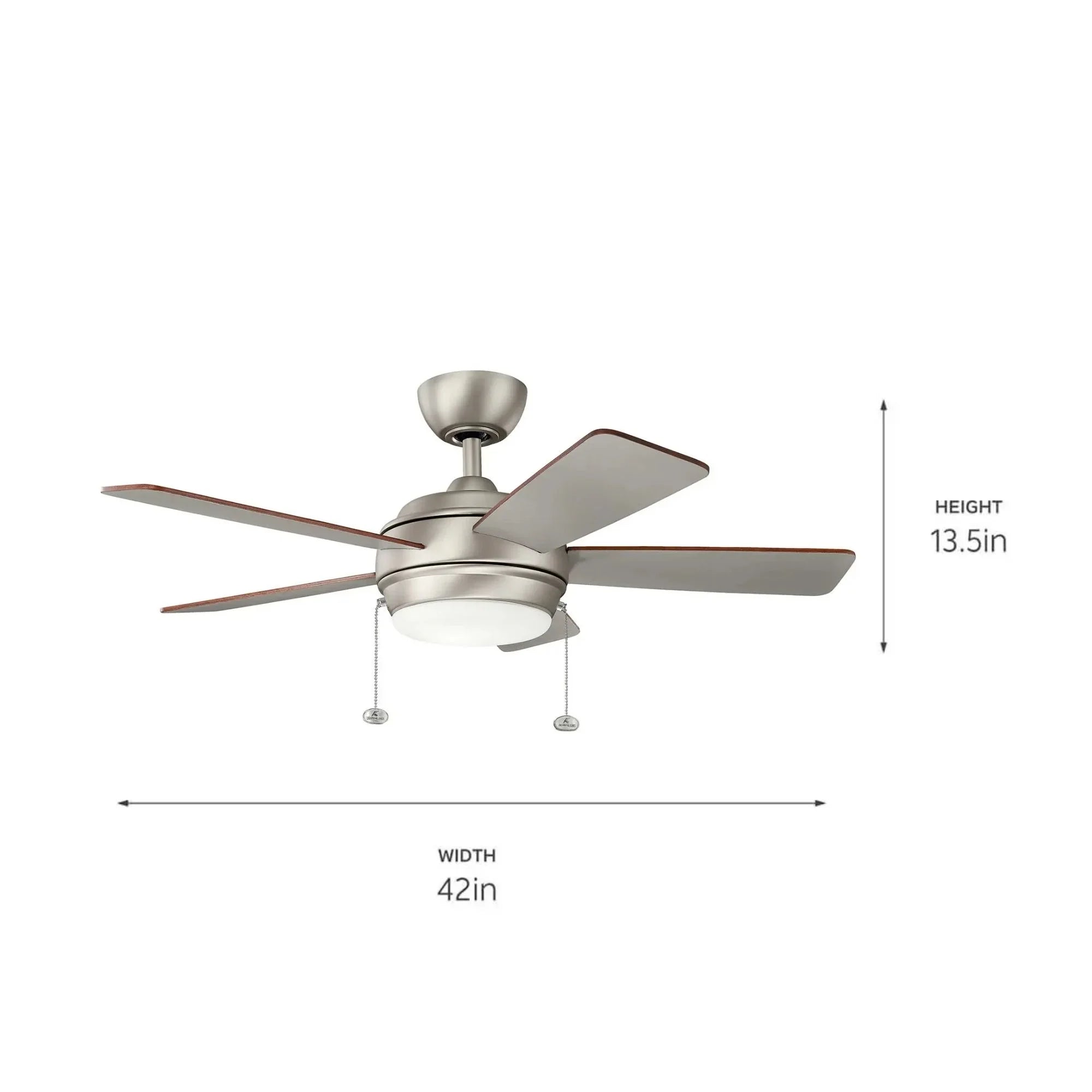 Starkk 42" Brushed Nickel LED Ceiling Fan with Pull Chain