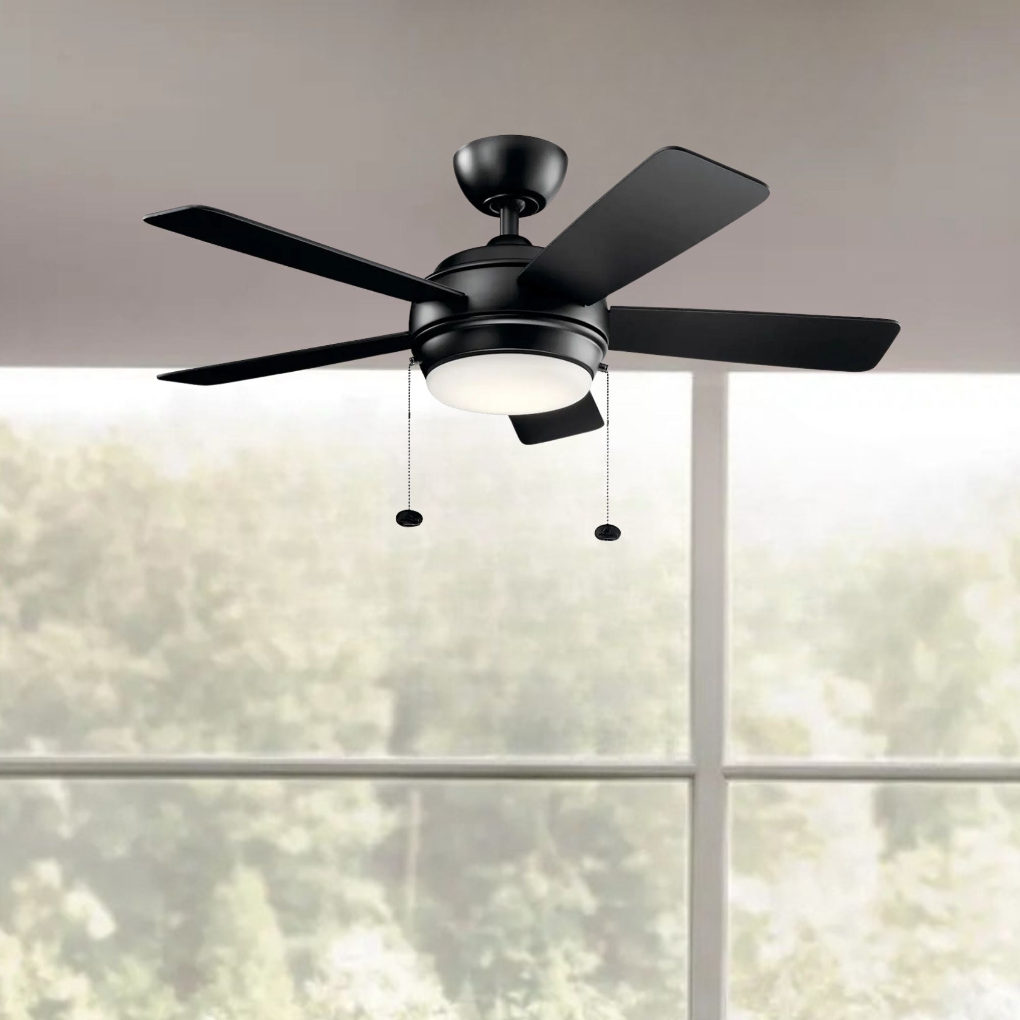 Starkk 42" Satin Black LED Ceiling Fan with Pull Chain