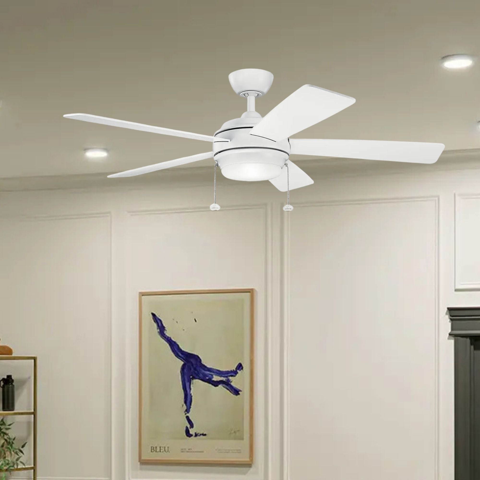 Starkk 52" Matte White LED Ceiling Fan with Pull Chain