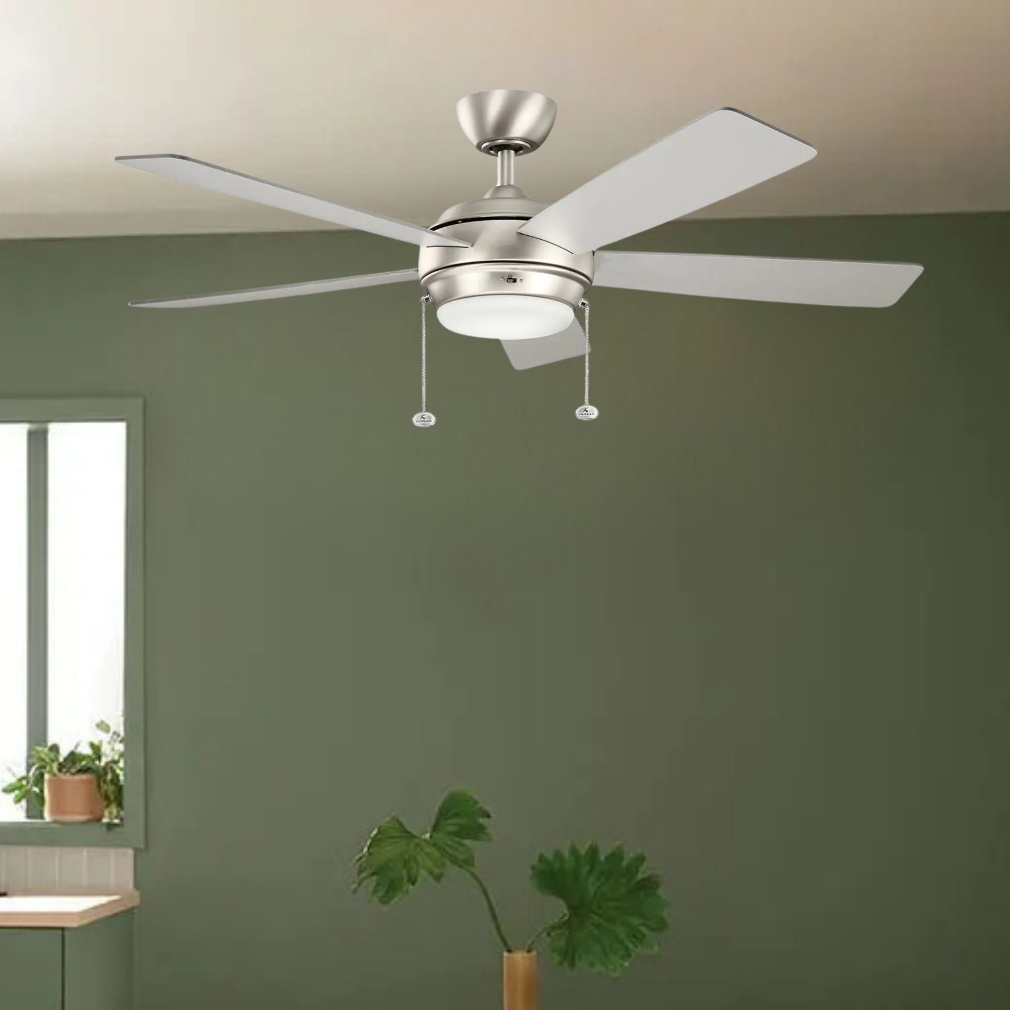 Starkk 52" Brushed Nickel LED Ceiling Fan with Pull Chain