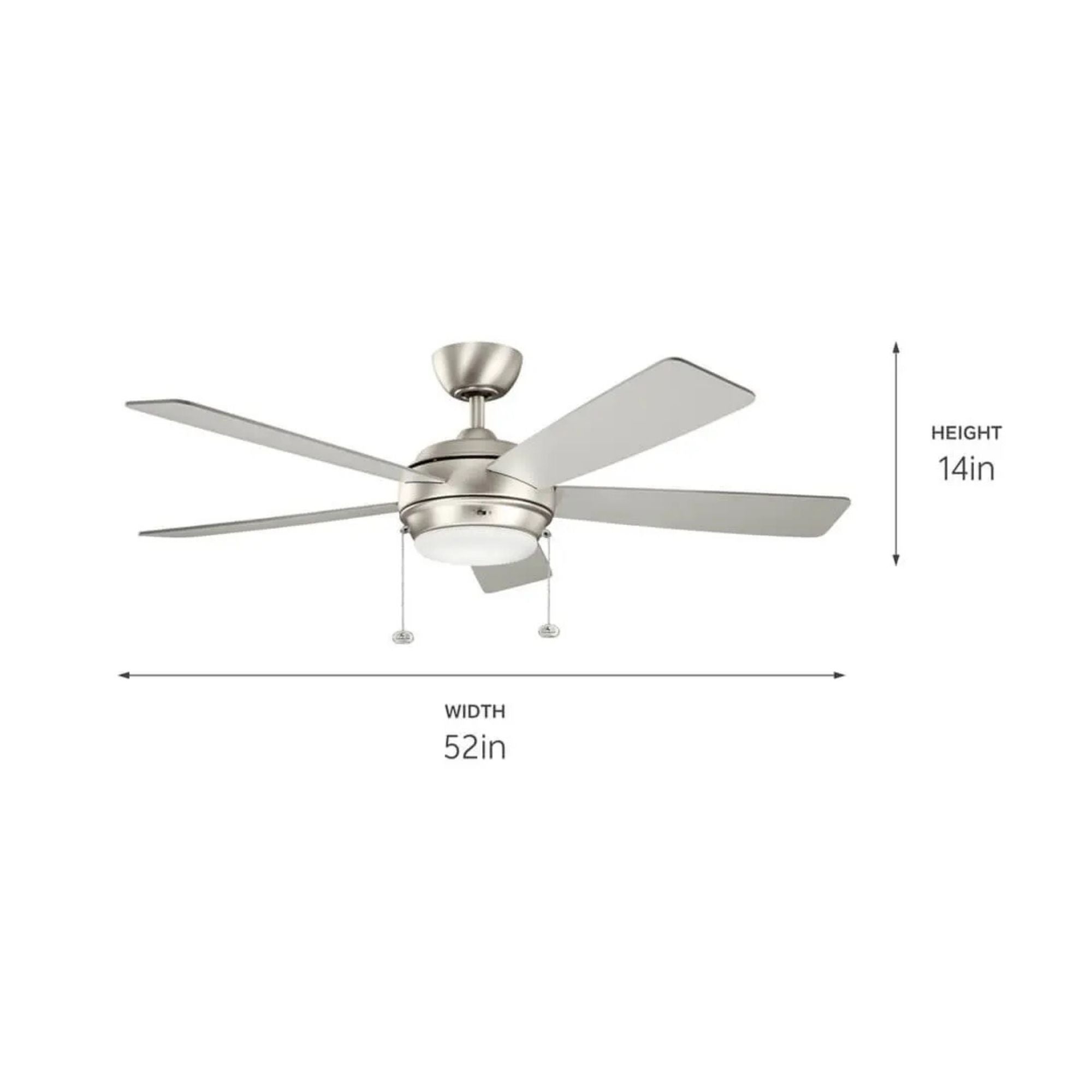 Starkk 52" Brushed Nickel LED Ceiling Fan with Pull Chain