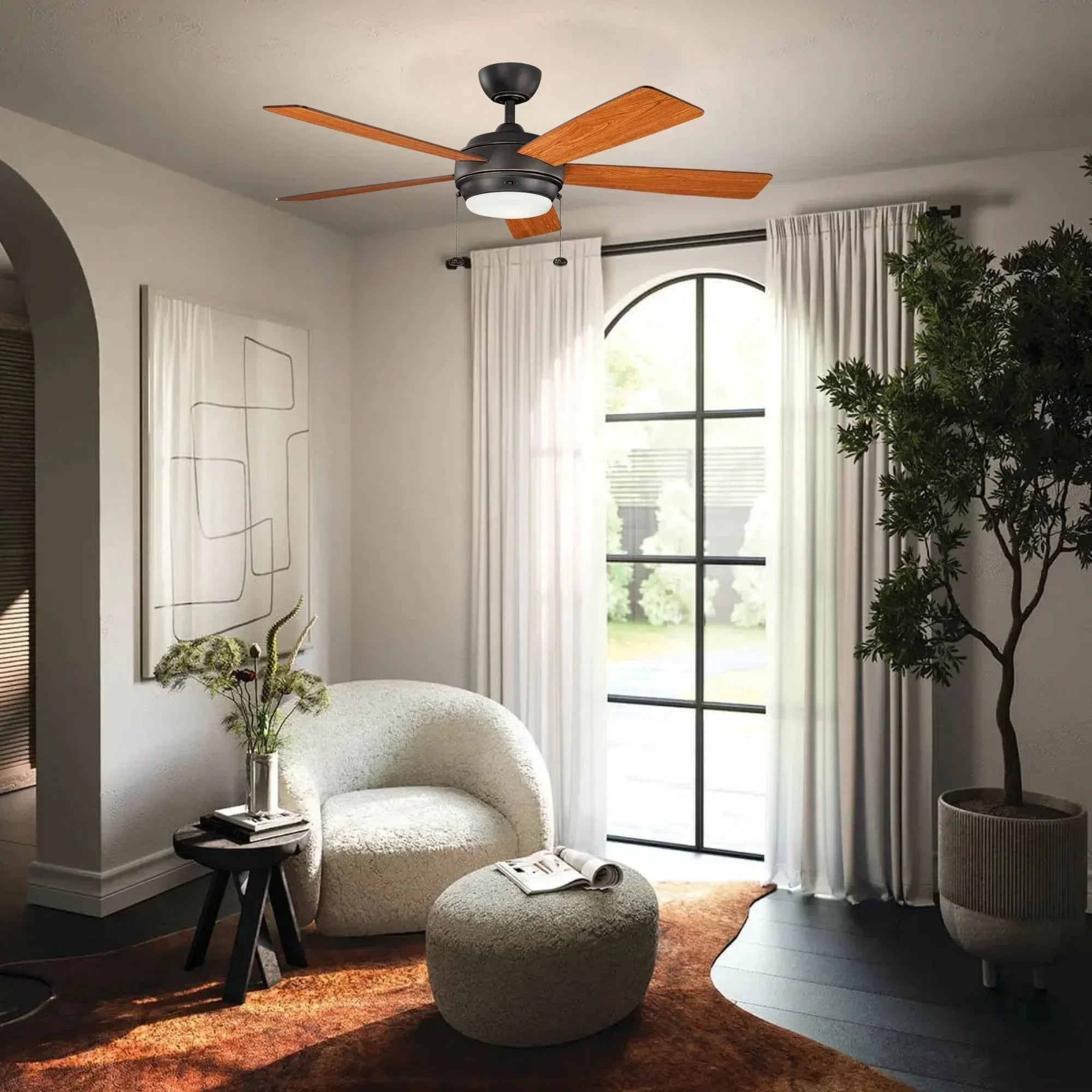 Starkk 52" Olde Bronze LED Ceiling Fan with Pull Chain