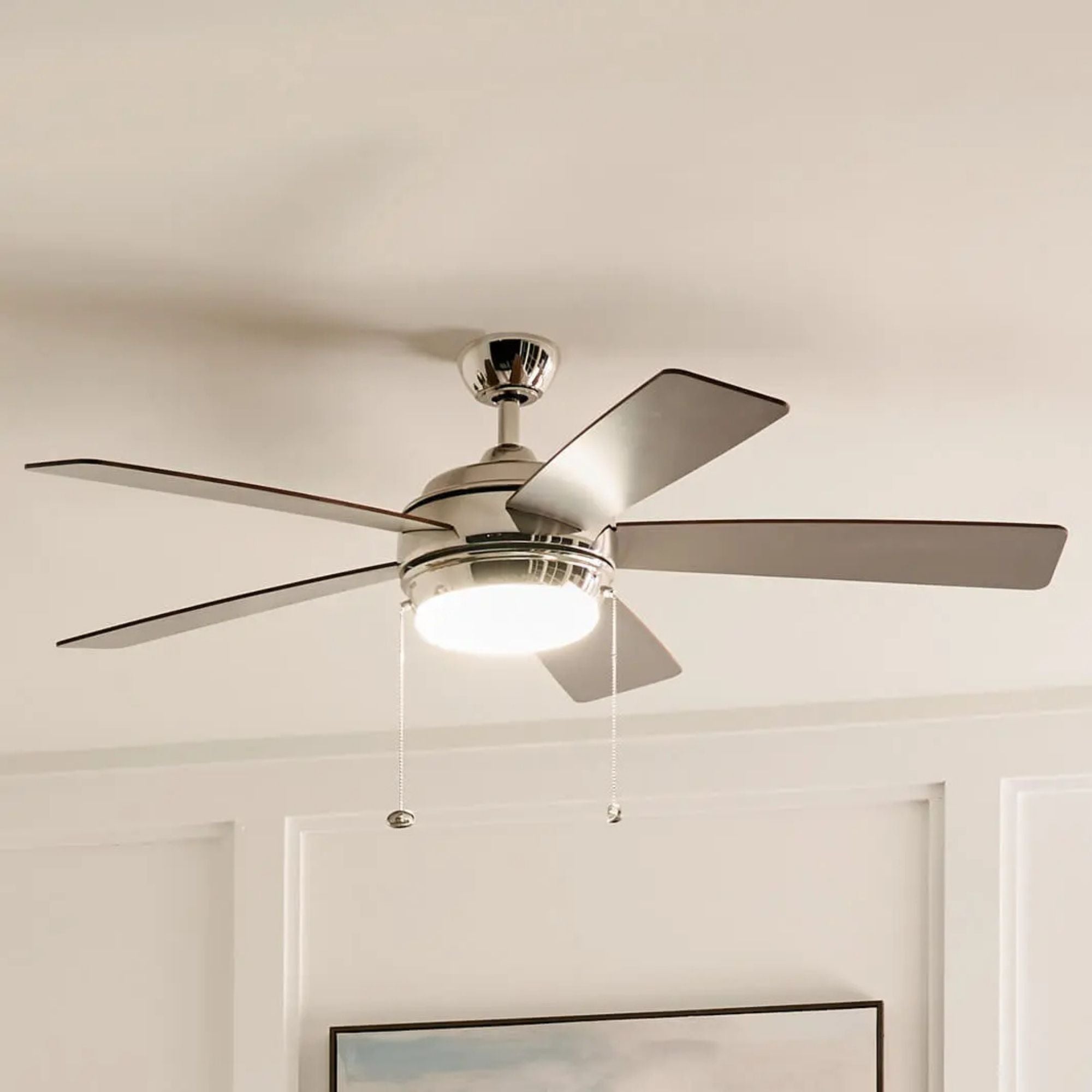 Starkk 52" Polished Nickel LED Ceiling Fan with Pull Chain