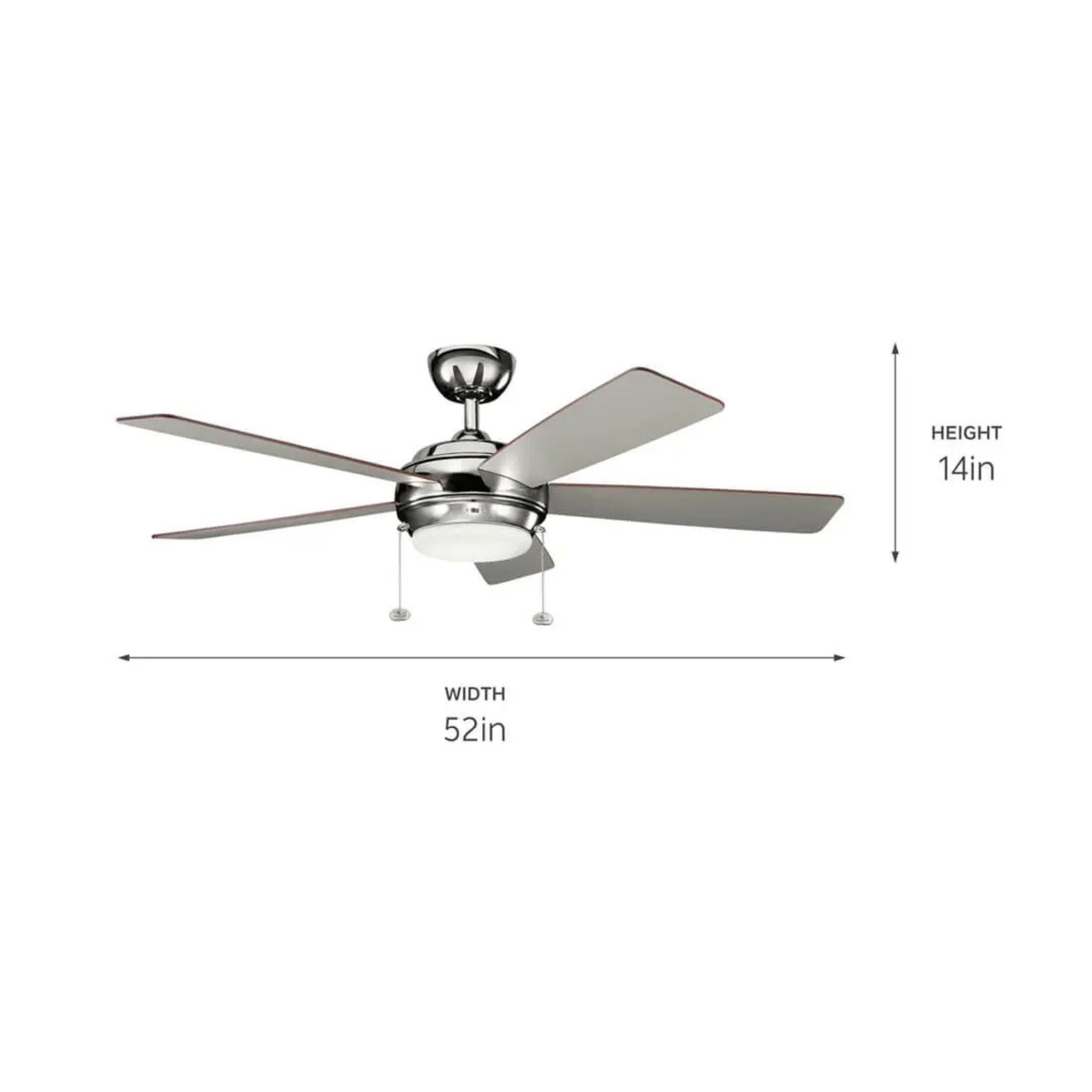 Starkk 52" Polished Nickel LED Ceiling Fan with Pull Chain