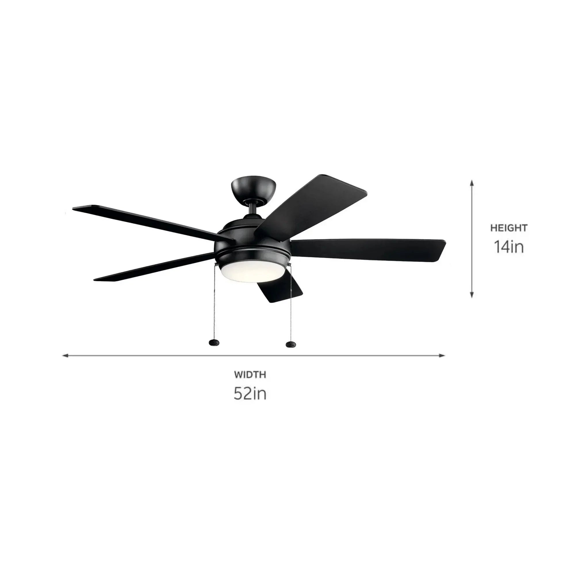 Starkk 52" Satin Black LED Ceiling Fan with Pull Chain
