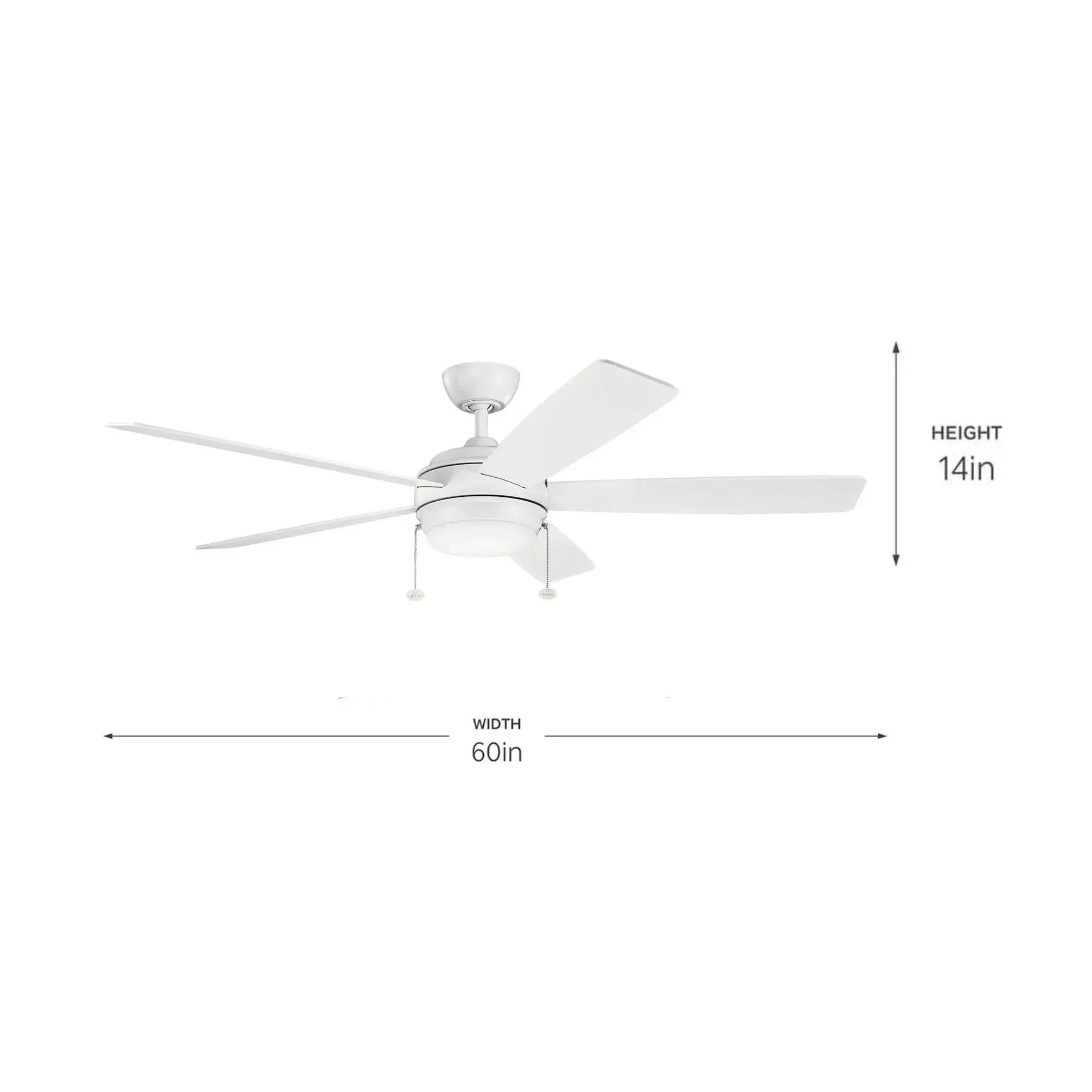 Starkk 60" Matte White LED Ceiling Fan with Pull Chain