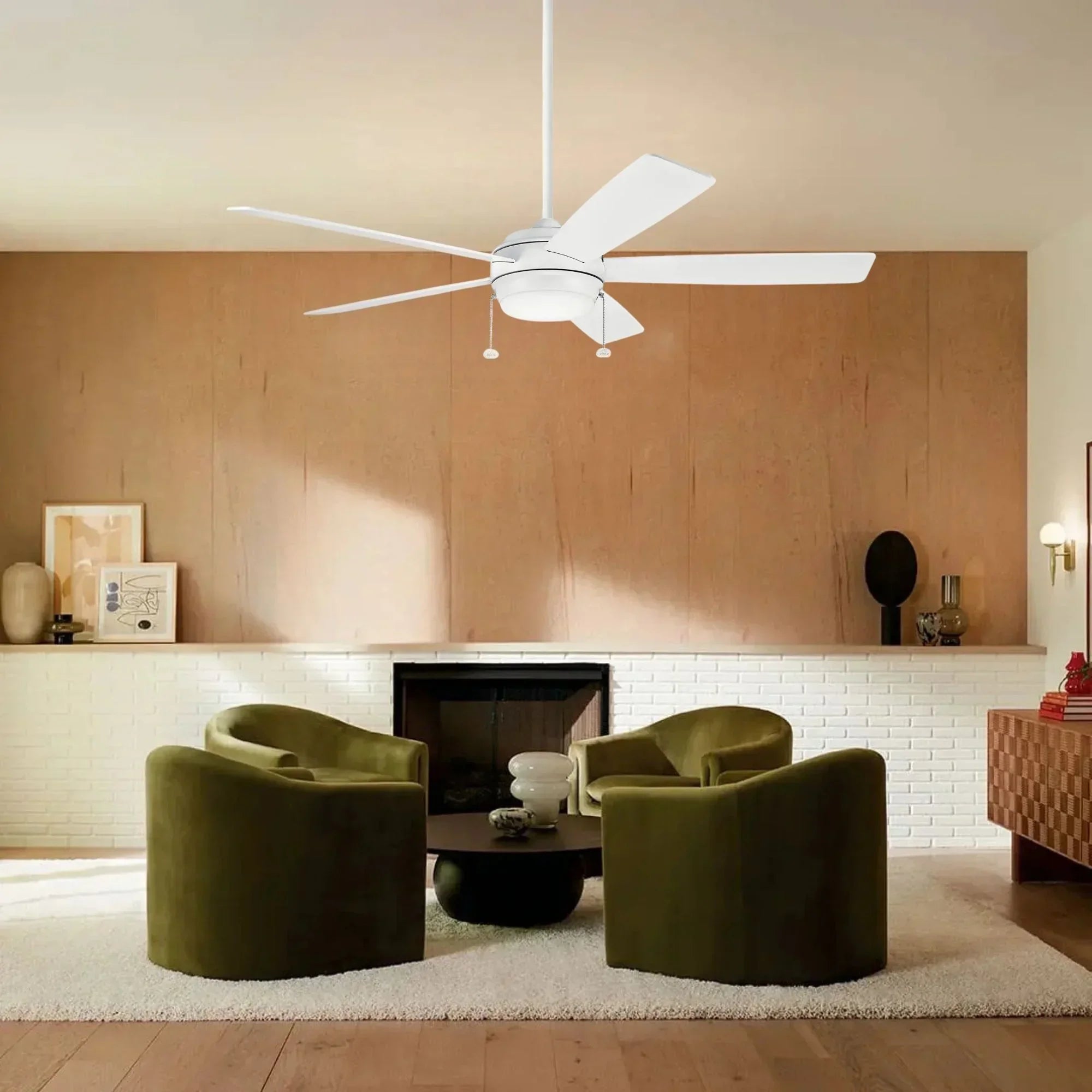 Starkk 60" Matte White LED Ceiling Fan with Pull Chain