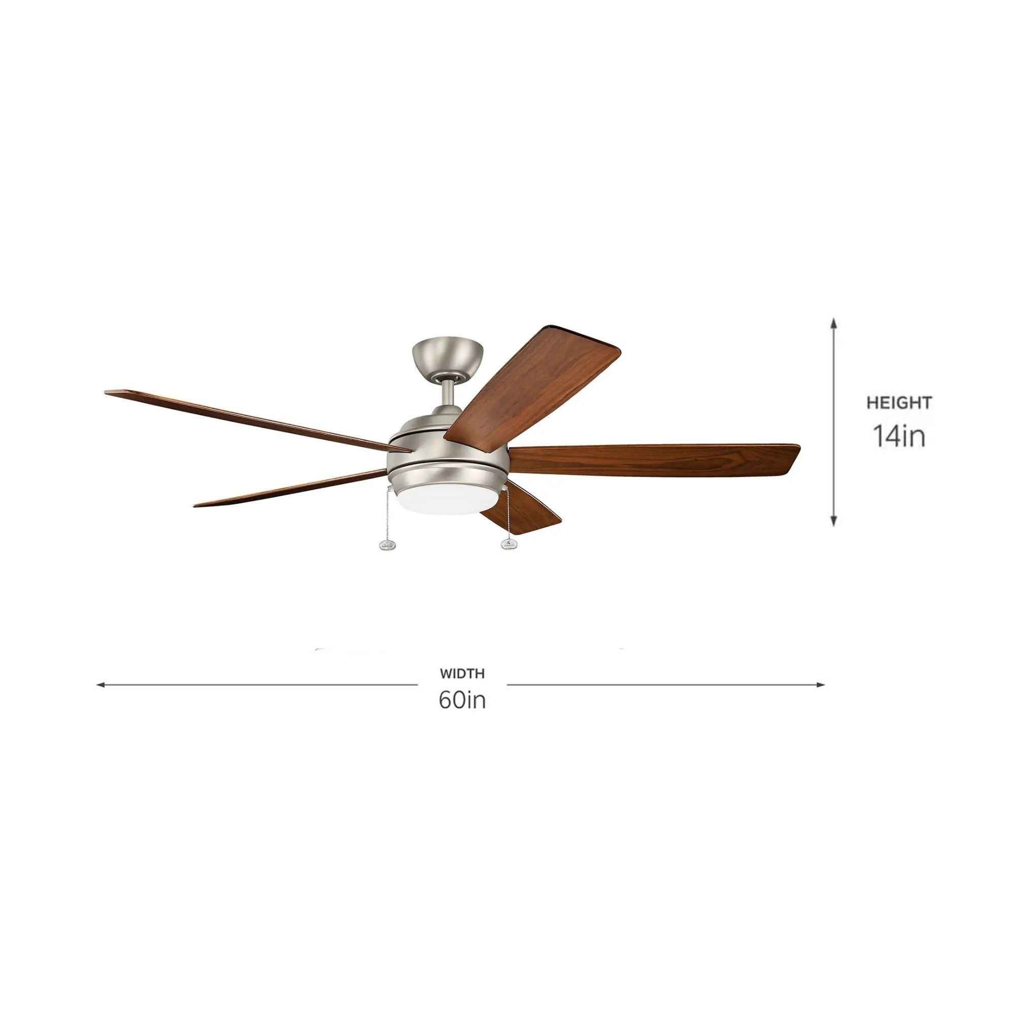 Starkk 60" Brushed Nickel LED Ceiling Fan with Pull Chain