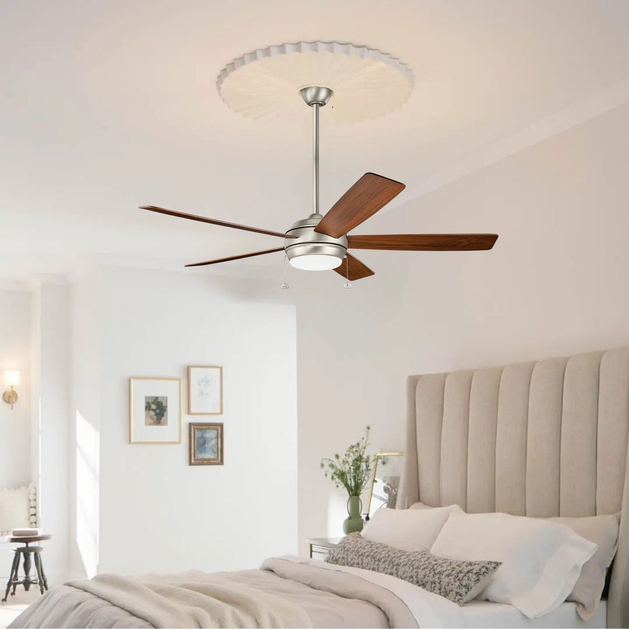 Starkk 60" Brushed Nickel LED Ceiling Fan with Pull Chain