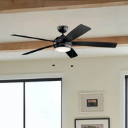 Kichler Lighting - Starkk 60" Satin Black LED Ceiling Fan with Pull Chain | Bees Lighting