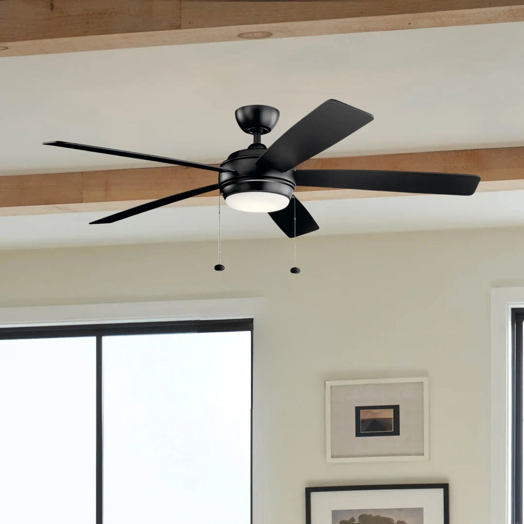 Starkk 60" Satin Black LED Ceiling Fan with Pull Chain