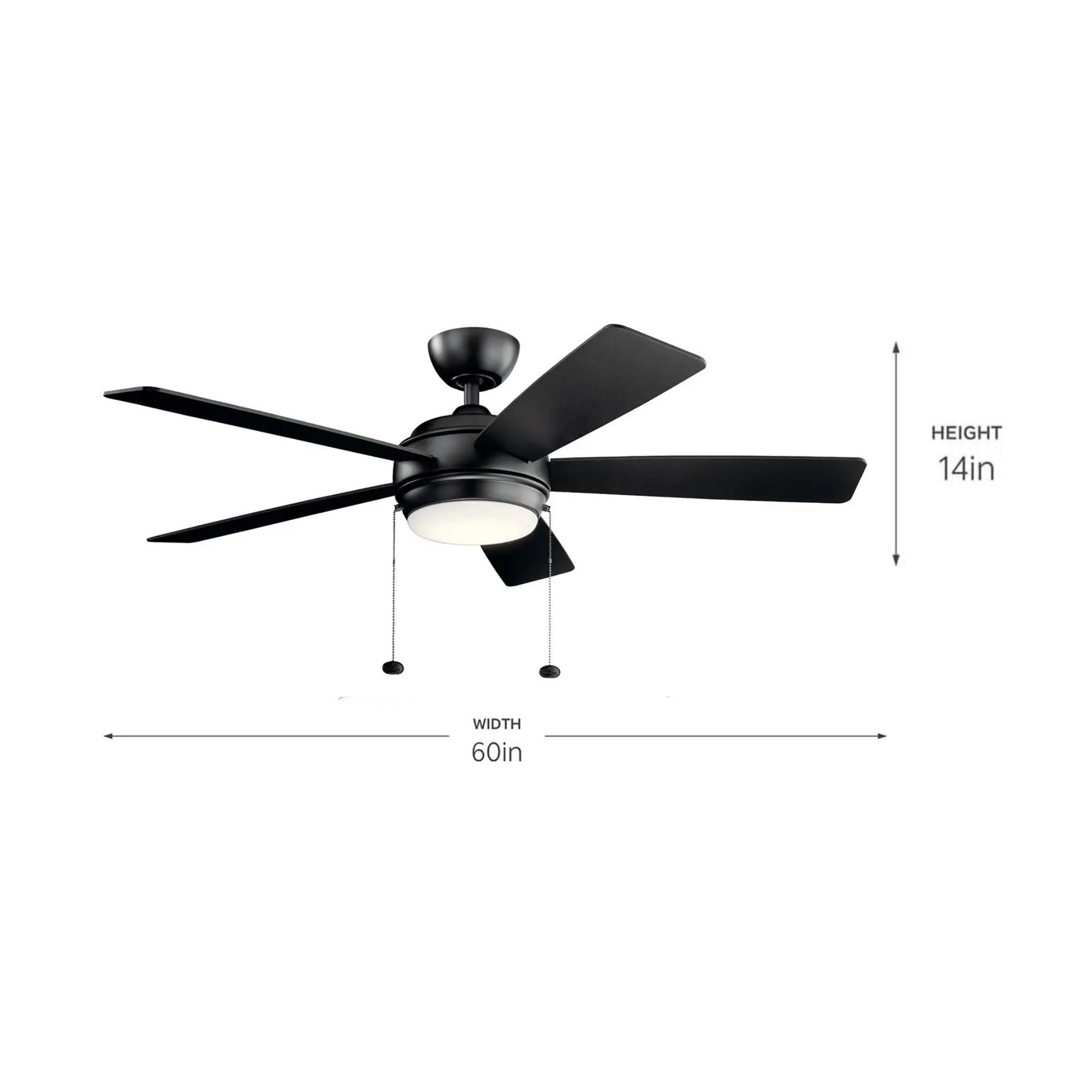 Starkk 60" Satin Black LED Ceiling Fan with Pull Chain